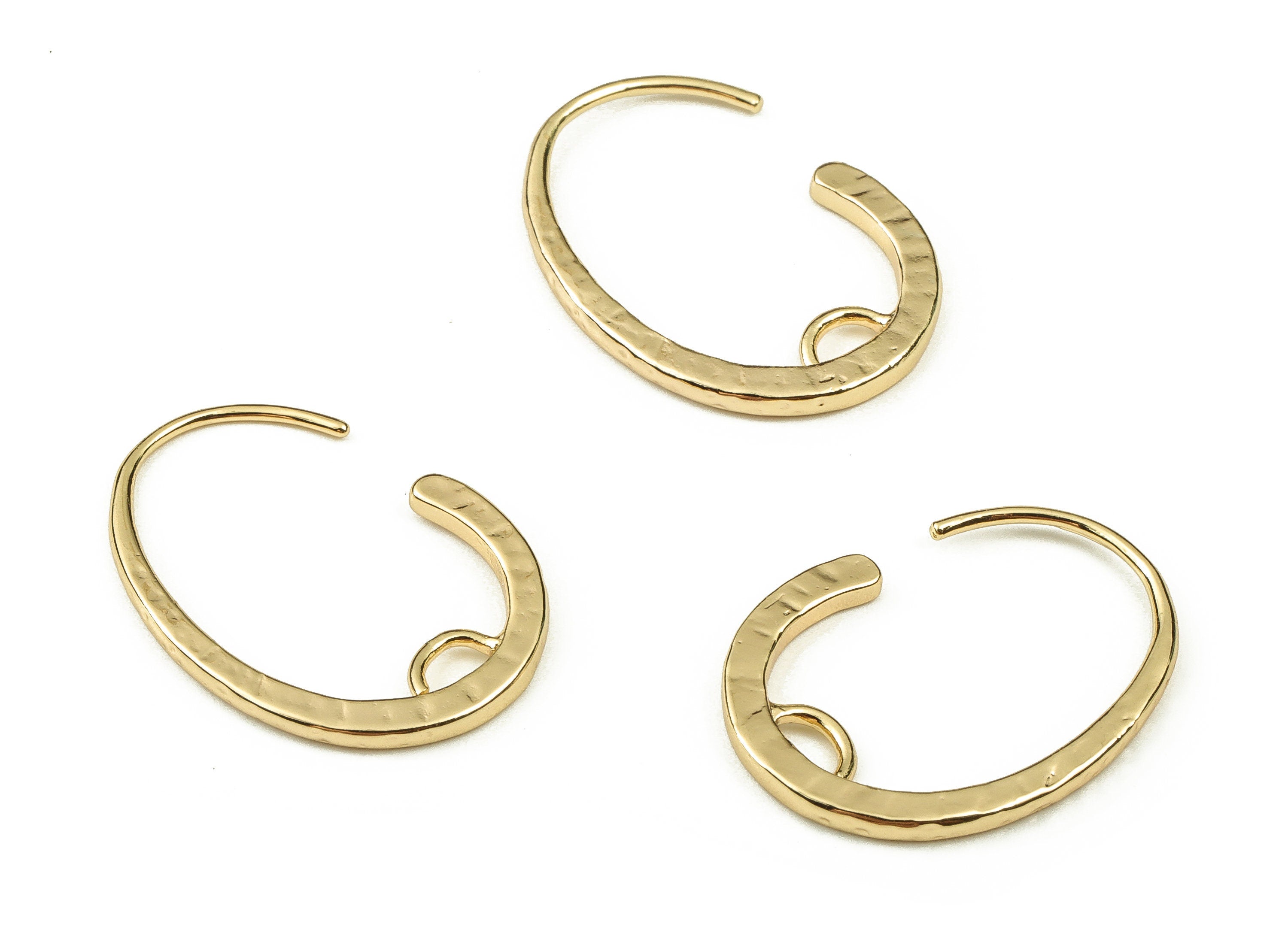 Gold Oval Earring Hooks - Brass Oval Earring Wire - 18K Real Gold Plated Brass - Jewelry Making Supplies - 22.4x16.25x1.68mm - RGP3750 - DOMEDBAZAAR