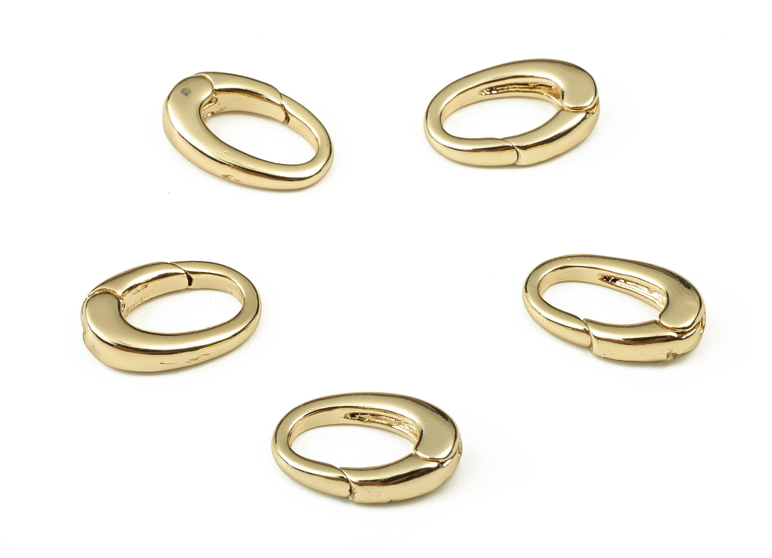 Brass Oval Clap Earring Connector - Gold Oval Earring Charms - Gold Clips Parrot - 18K Real Gold Plated Brass - 12.11x8.05x3.01mm - RGP3832 - DOMEDBAZAAR
