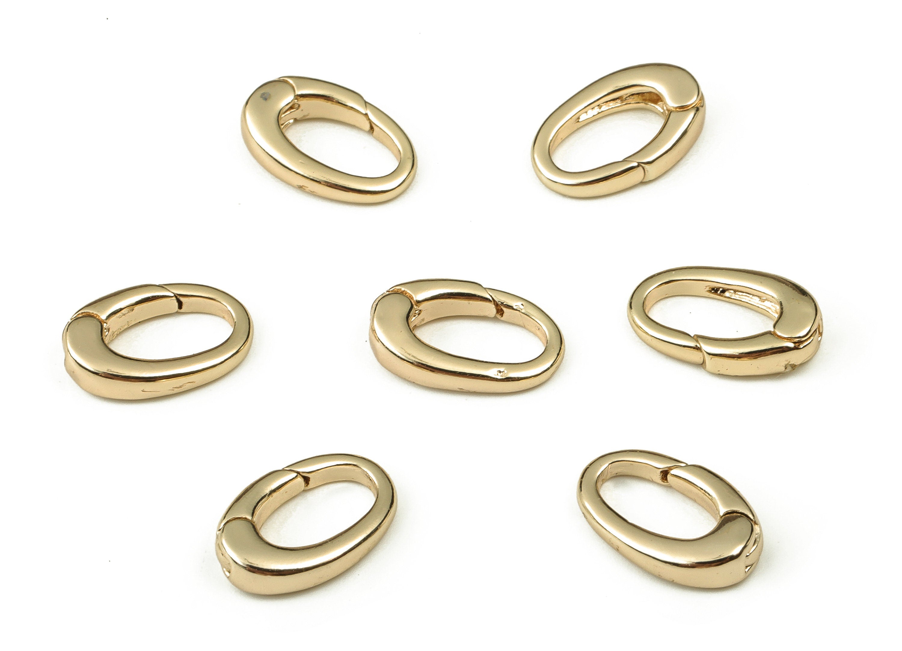 Brass Oval Clap Earring Connector - Gold Oval Earring Charms - Gold Clips Parrot - 18K Real Gold Plated Brass - 12.11x8.05x3.01mm - RGP3832 - DOMEDBAZAAR