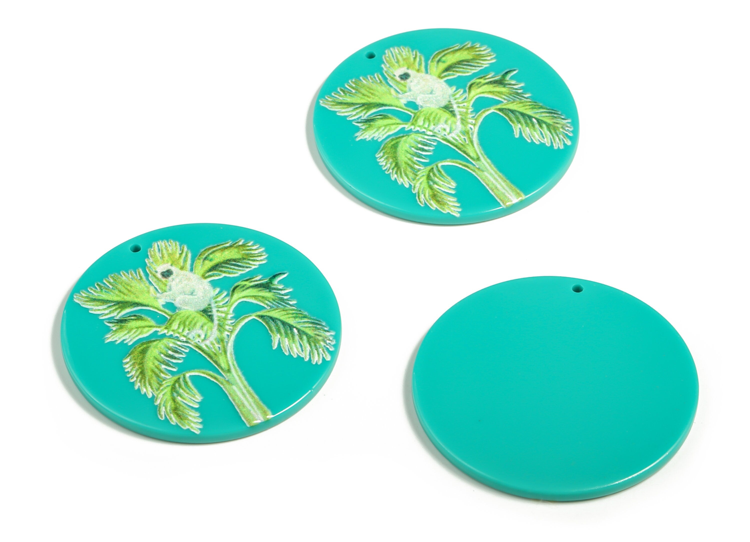 Round Acrylic Tree Charm – Acrylic Koala Earring Charm – Circle Tree Pendant – Earring Findings - Jewelry supplies - 40.05x2.33mm- AC2278 - DOMEDBAZAAR