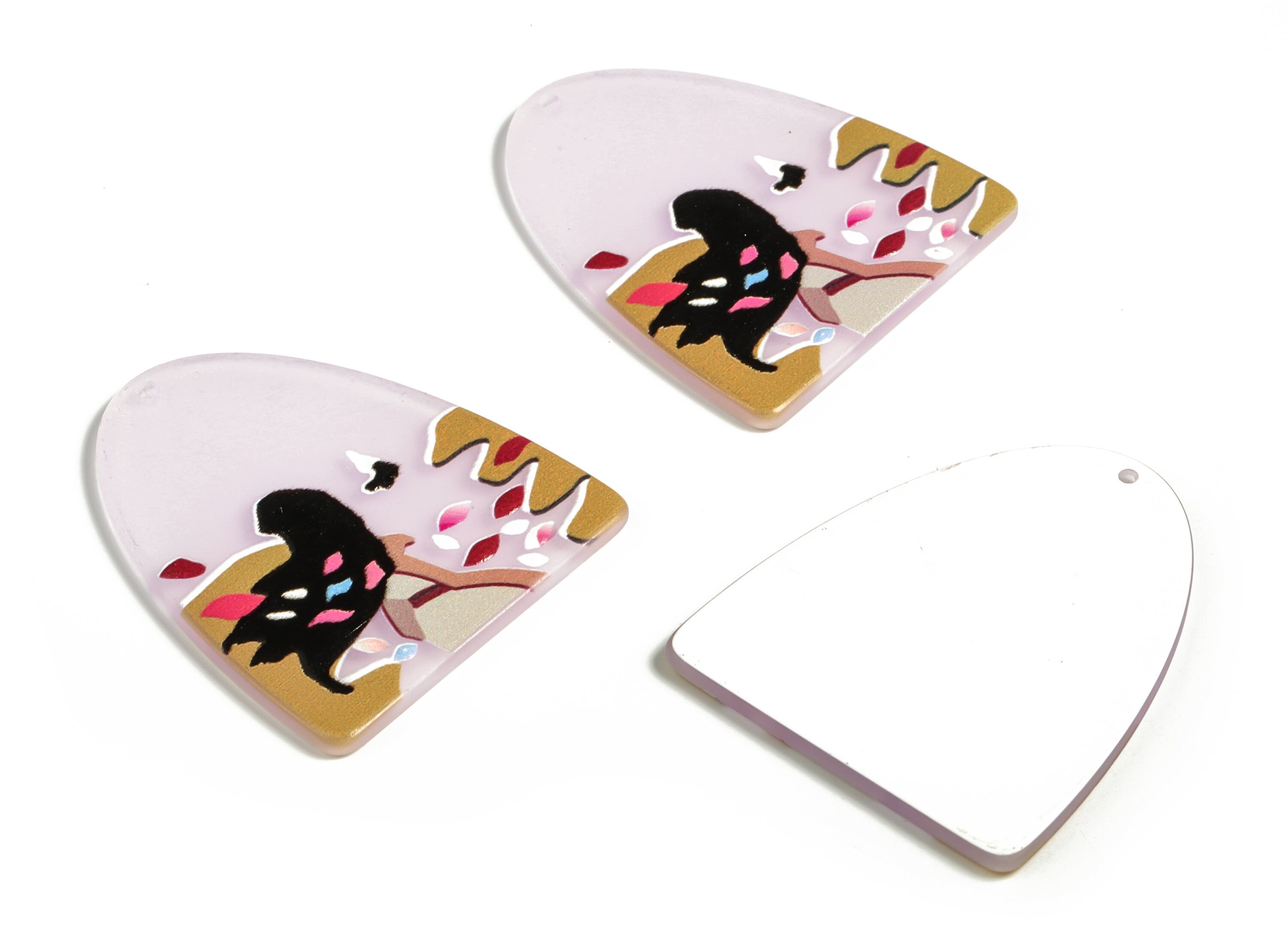 D Shaped Acrylic Pendant Charm – Acrylic Animal Earring Charms -Earring Findings - DIY Jewelry Making Supplies - 40.99x34.93x2.54mm - AC2280 - DOMEDBAZAAR