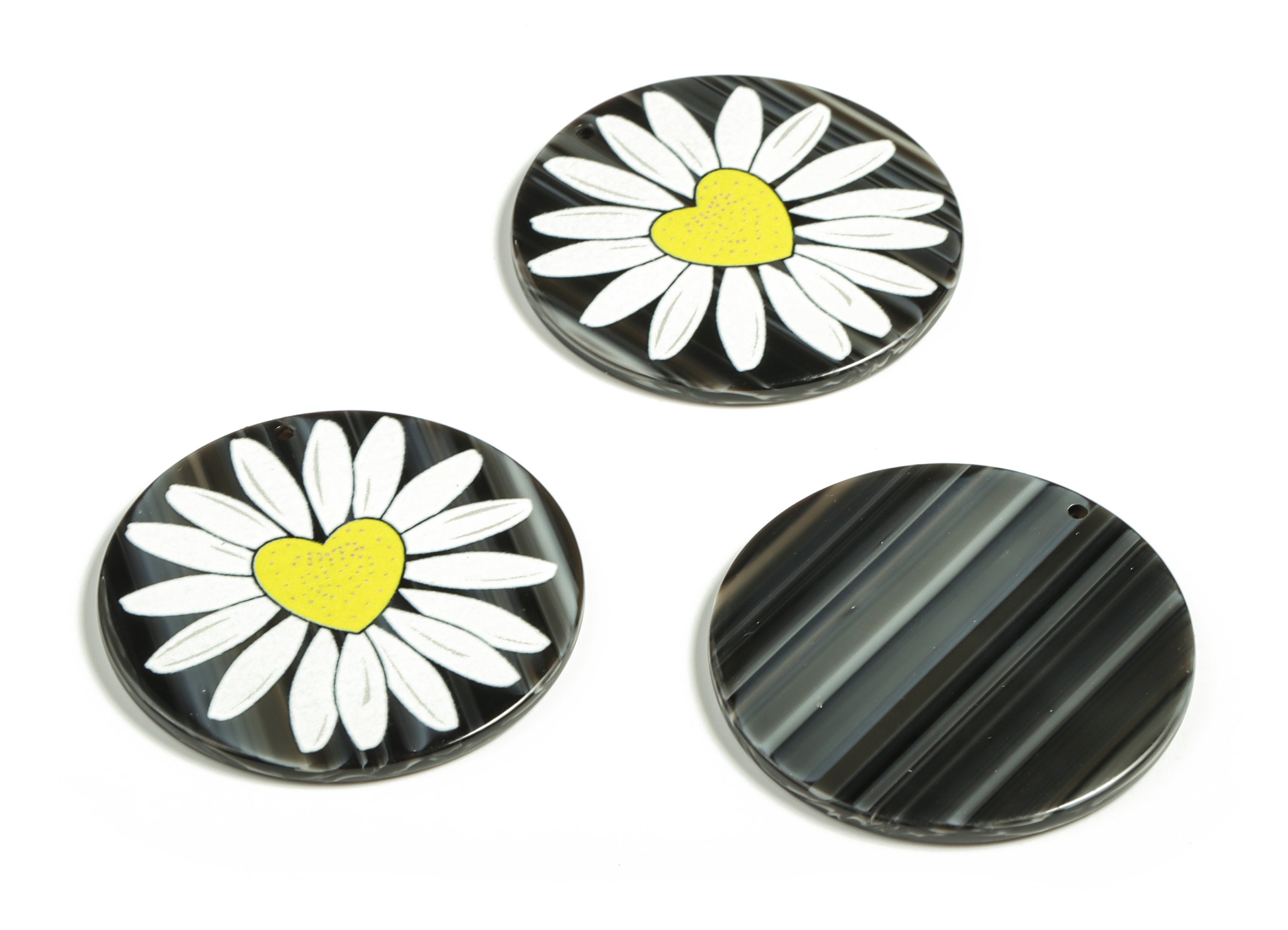 Acetate Round Flower Charm – Round Pendant Charm - Flower Earring Charm – DIY Jewelry Making Supplies -39.65x39.61x2.66mm- AC2283 - DOMEDBAZAAR