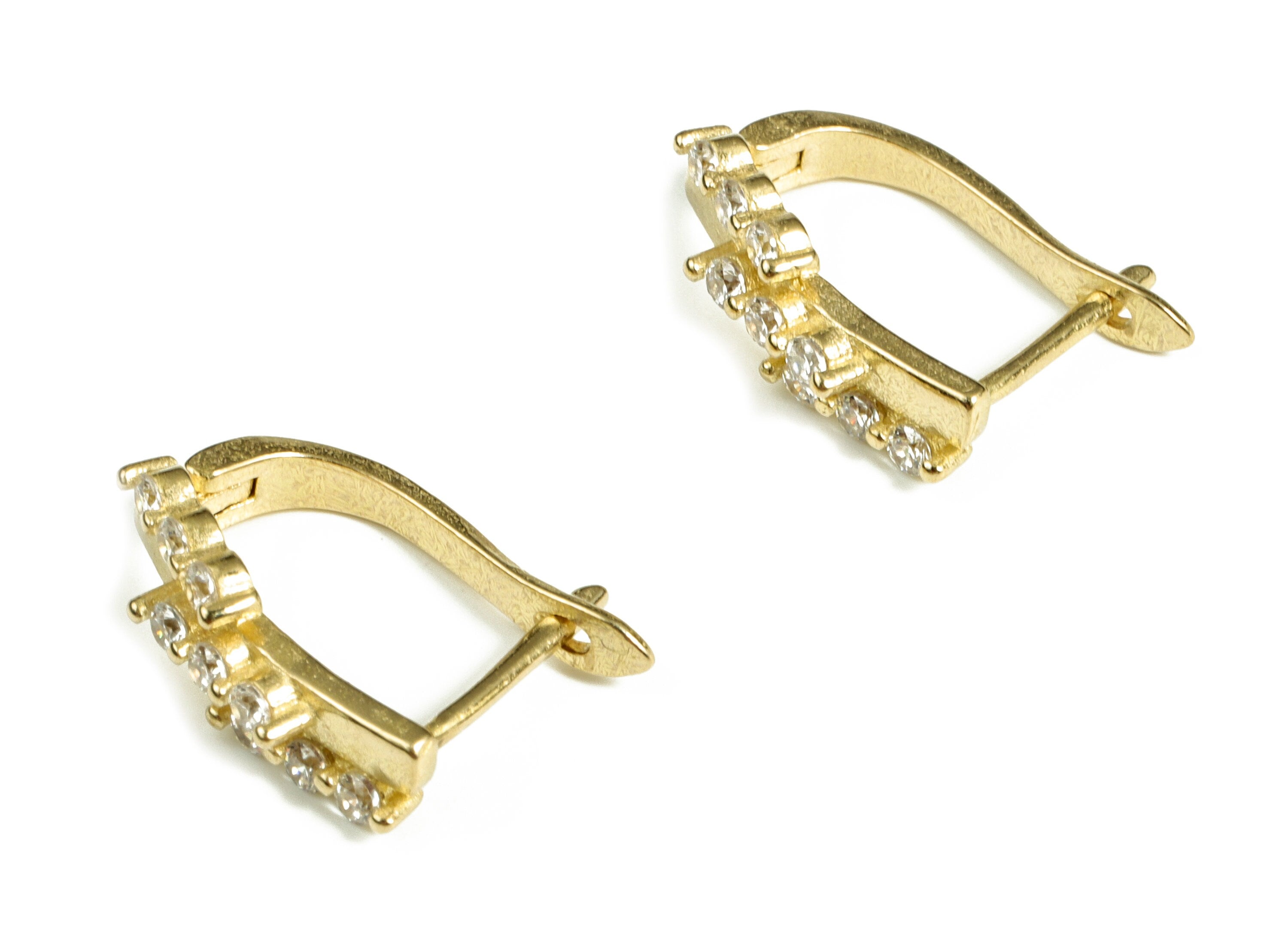 Brass Stud Earrings – Raw Brass Women Zircon Stud Earrings - Hoop Stud - Gift for Her - Jewelry Supplies - 18.22×14.42×3.31mm - PP4067 - DOMEDBAZAAR