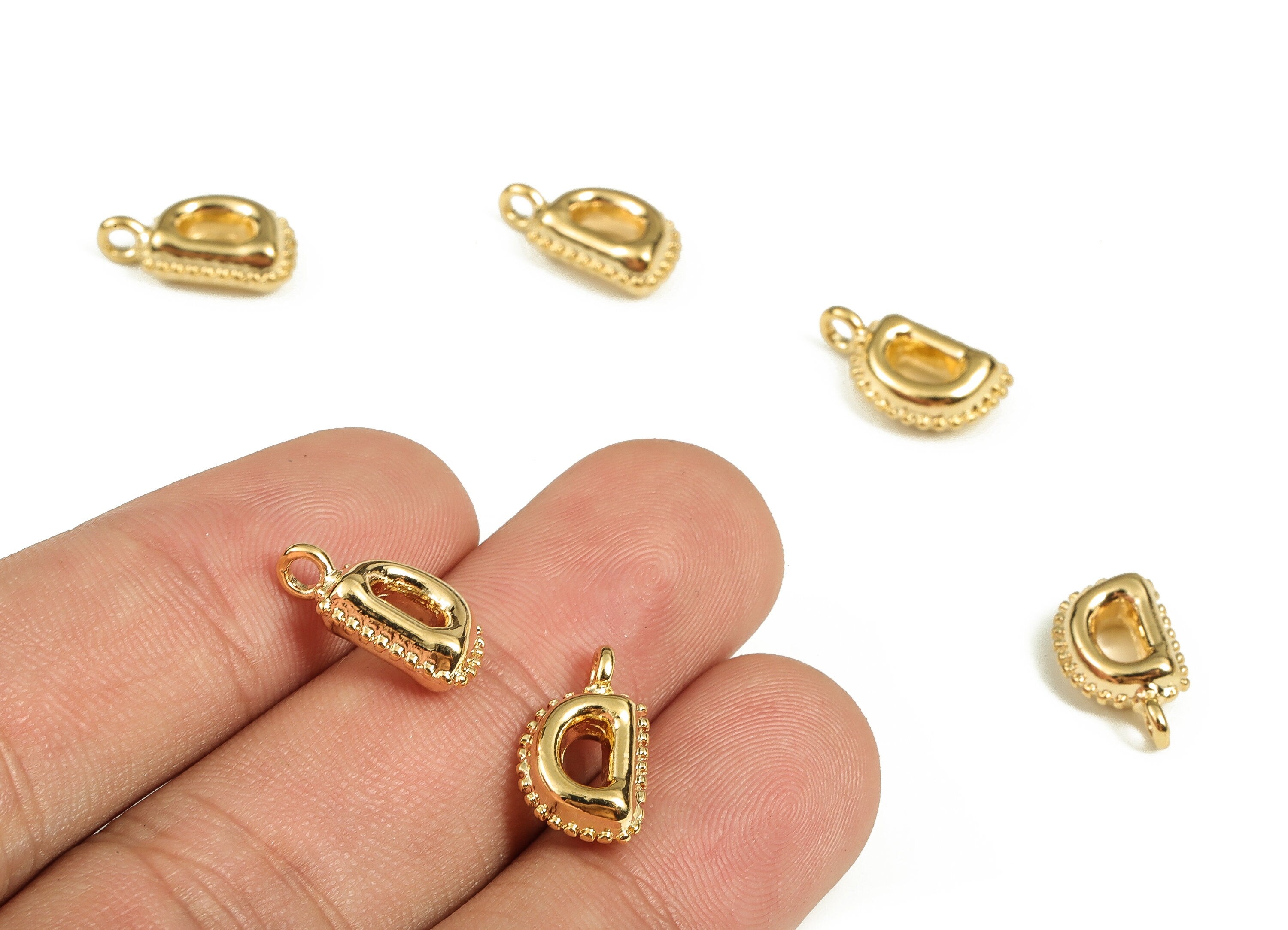 Brass The letter D Earring Charms - Gold The letter D Pendant - 18K Real Gold Plated Brass - Jewelry Supplies - 14.54x8.18x4.38mm - RGP3737D - DOMEDBAZAAR