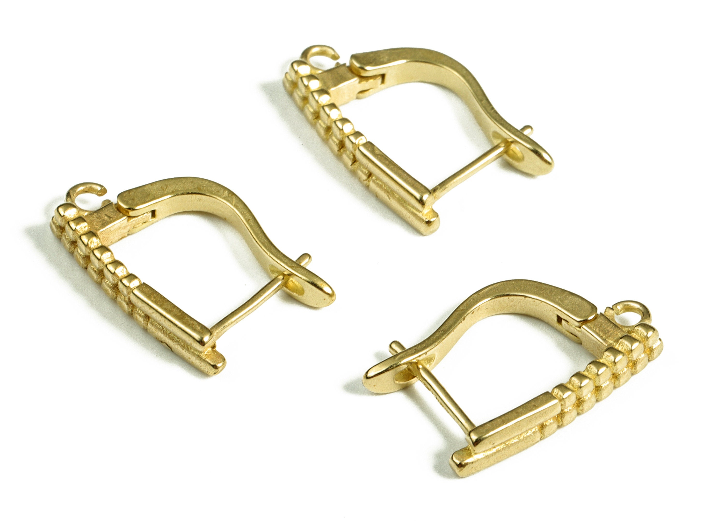 Brass Beaded Earring Stud - Brass Stud Earring With Open Ring – Earring Finding – Jewelry Making Supplies - 18.41×12.04×1.45mm - PP4074 - DOMEDBAZAAR