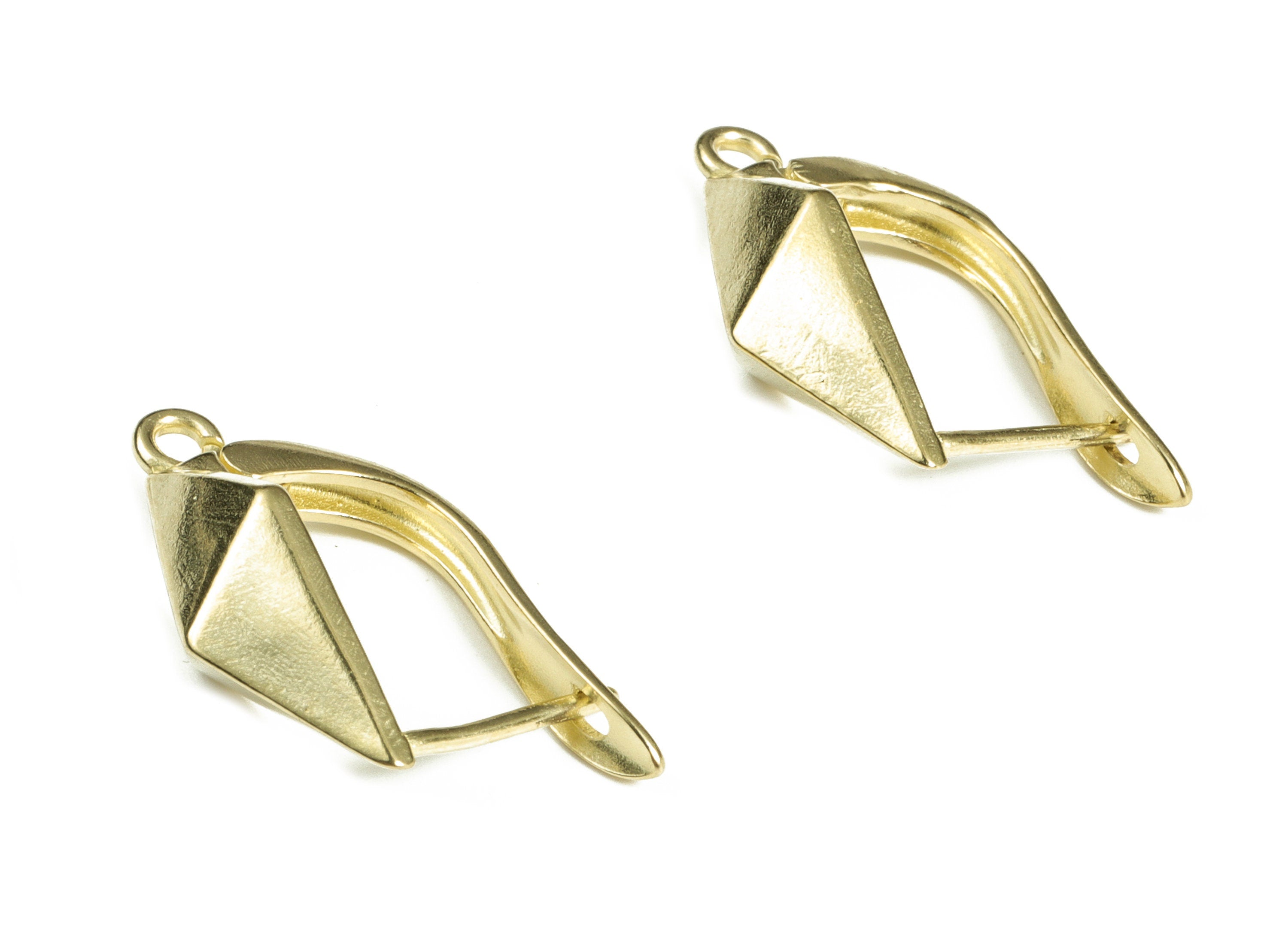 Diamond Shape Stud Earring – Raw Brass Stud Earring With Open Ring – DIY Earring Finding - Jewelry Supplies - 21.05×14.05×1.8mm - PP4081 - DOMEDBAZAAR