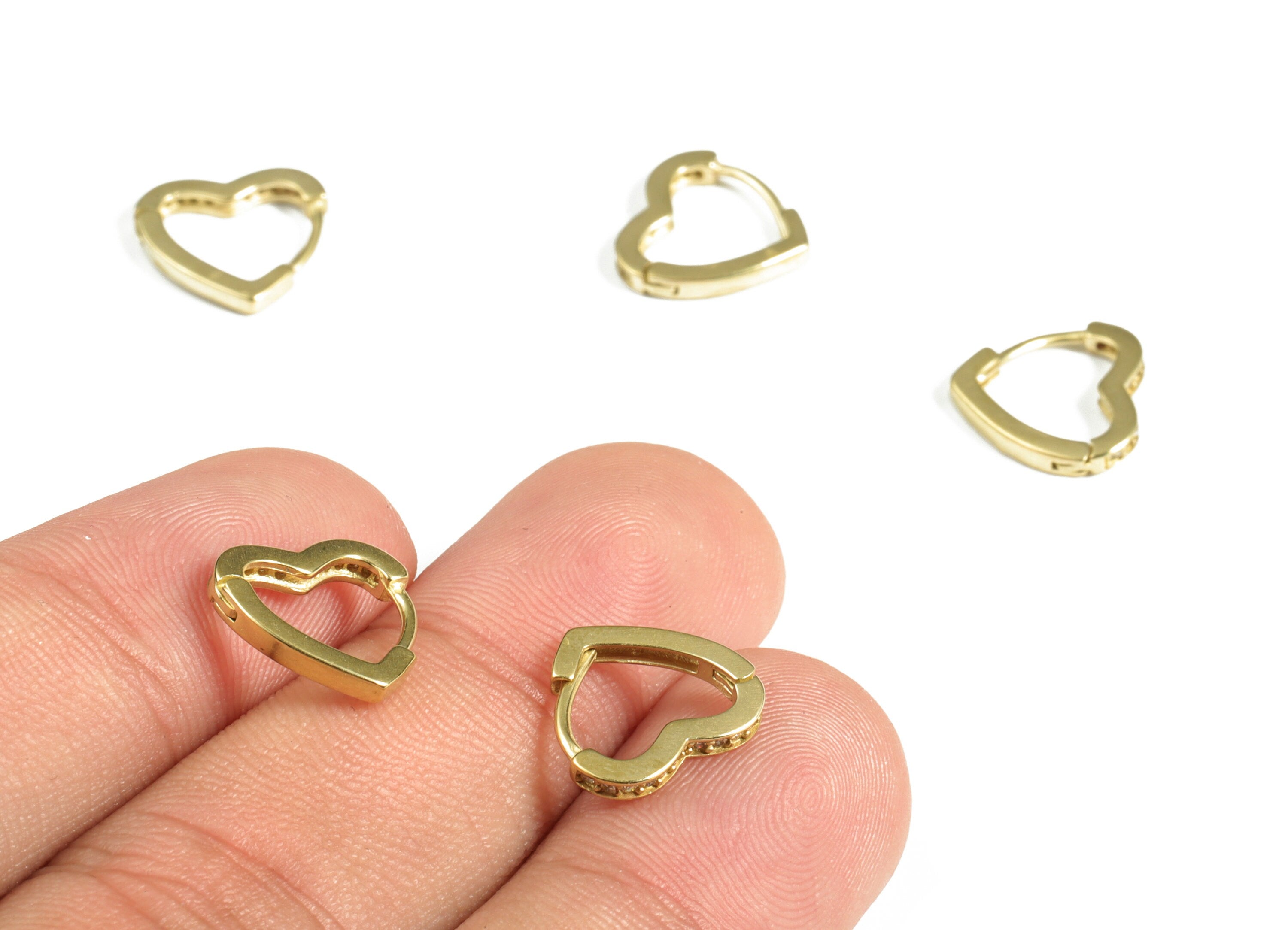 Love Heart Huggie Earring – Love Huggie – Cute Heart Hoop Huggies Earring – Love Hoop Earring – Dainty Huggie - 12.4×11.63×1.75mm - PP4088 - DOMEDBAZAAR