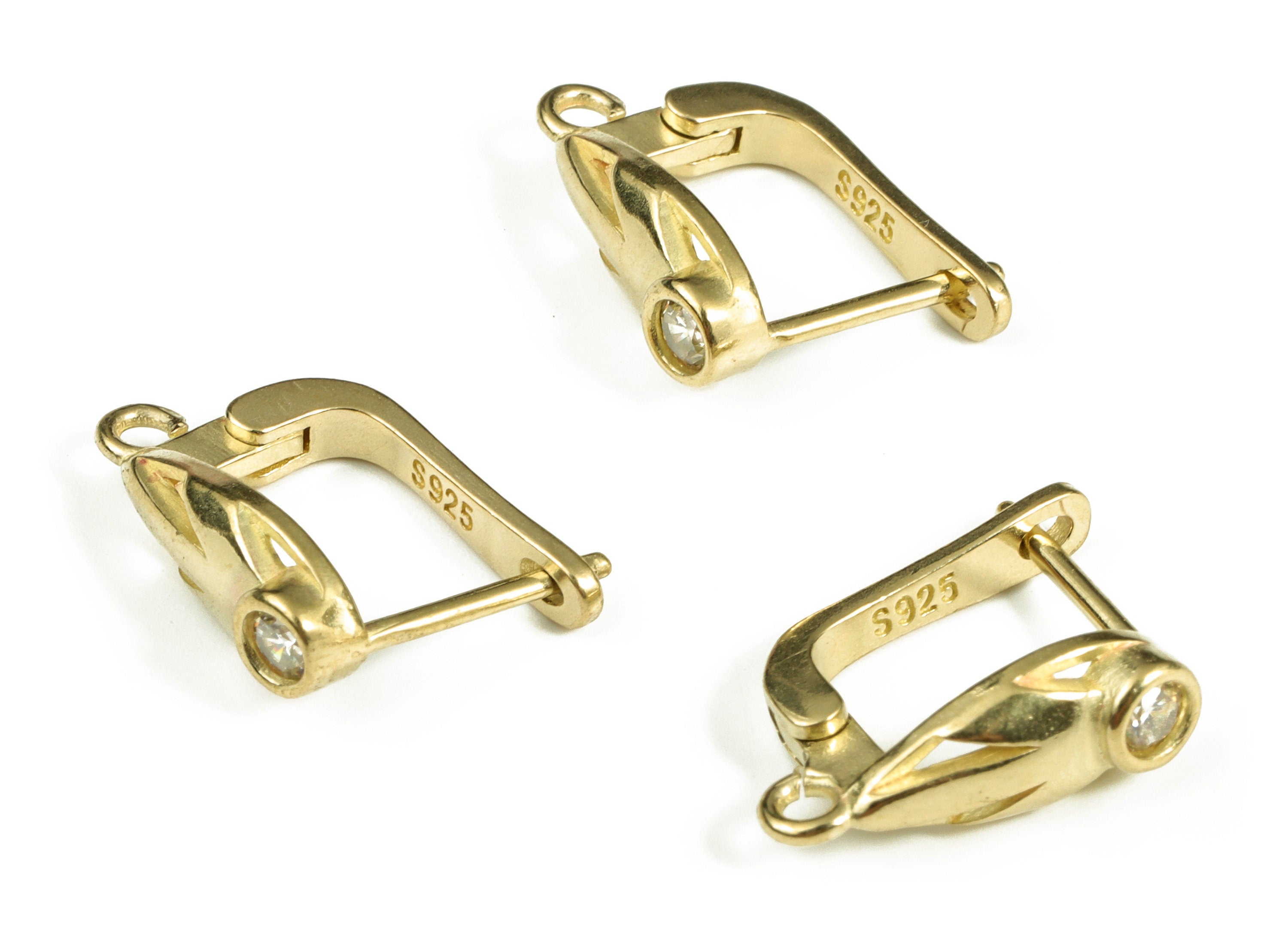 Drop Earring Stud – Brass Zircon Earring Stud – Raw Brass Zircon Stud Earrings With Open Ring – Jewelry Making - 17×13.97×2.39mm - PP4094 - DOMEDBAZAAR