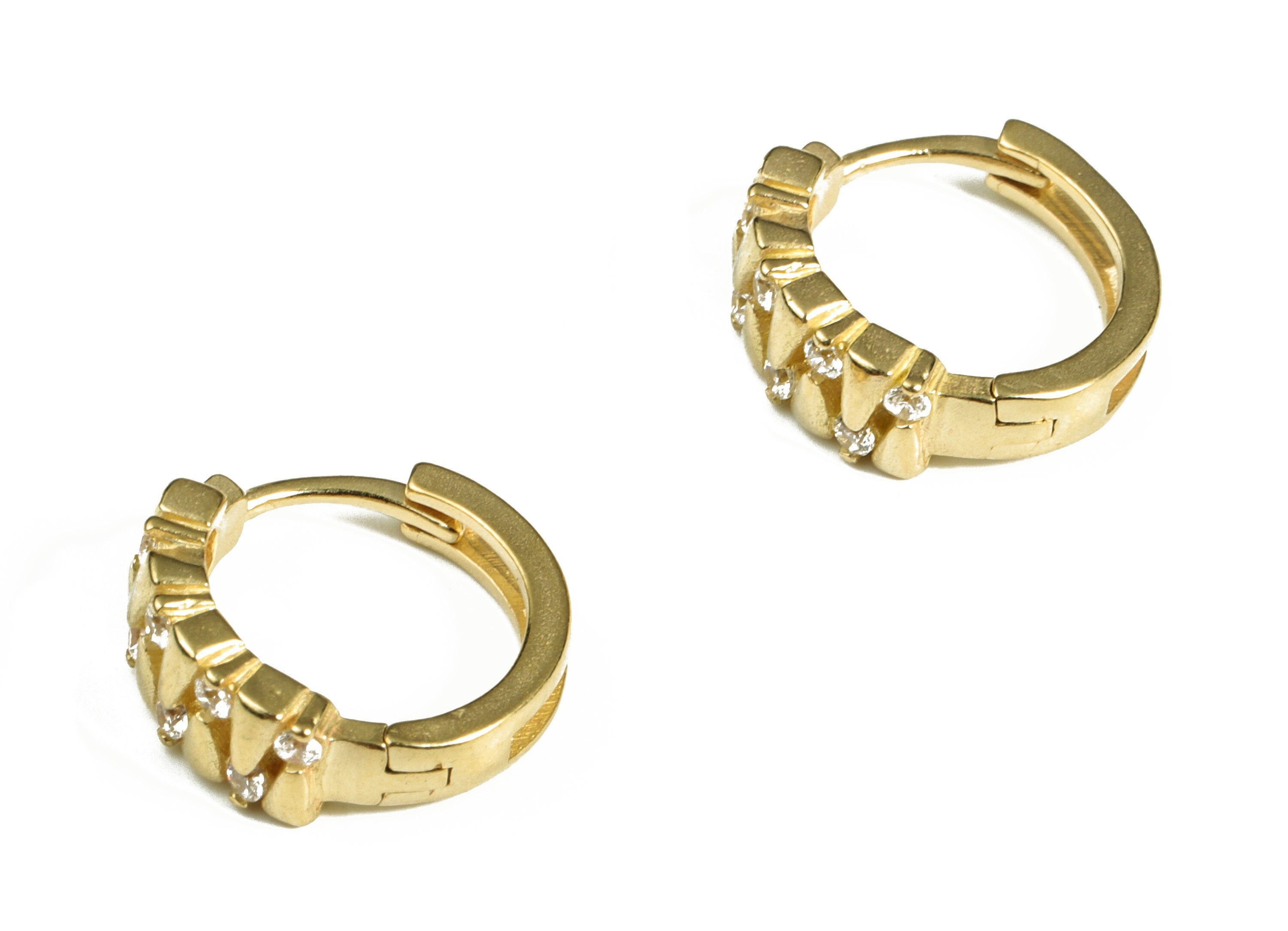 Brass Zircon Hoop Earring – Zircon Huggies Hoop Earrings – Dainty Earring - Brass Earring Jewelry Supply - 13.74×13.09×2.46mm - PP4098 - DOMEDBAZAAR