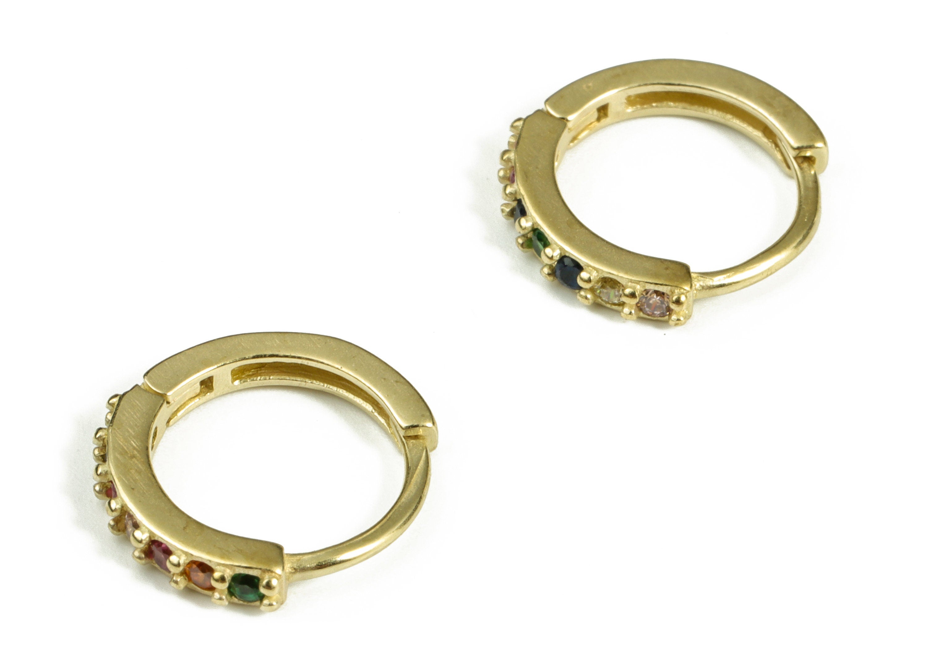Brass Earring Huggie - Zircon Earring Hoop Huggie – Multicolor Zircon Huggie Earrings - Earring Supplies - 12.11×11.39×1.92mm - PP4099 - DOMEDBAZAAR