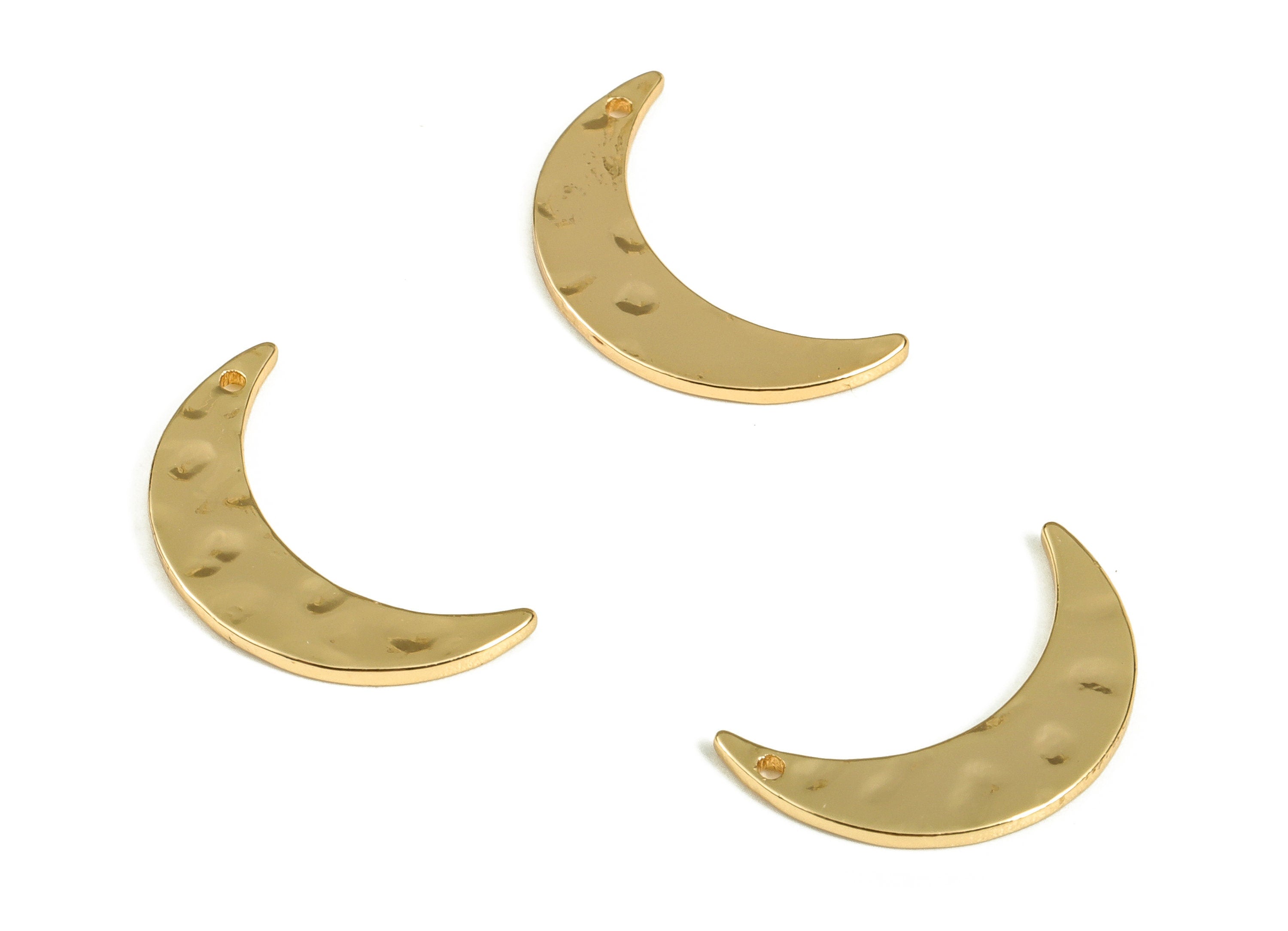 Brass Crescent Earring Charms - Gold Moon Pendant - 18K Real Gold Plated Brass - Jewelry Making Supplies - 16.06x9.45x0.85mm - RGP3549 - DOMEDBAZAAR