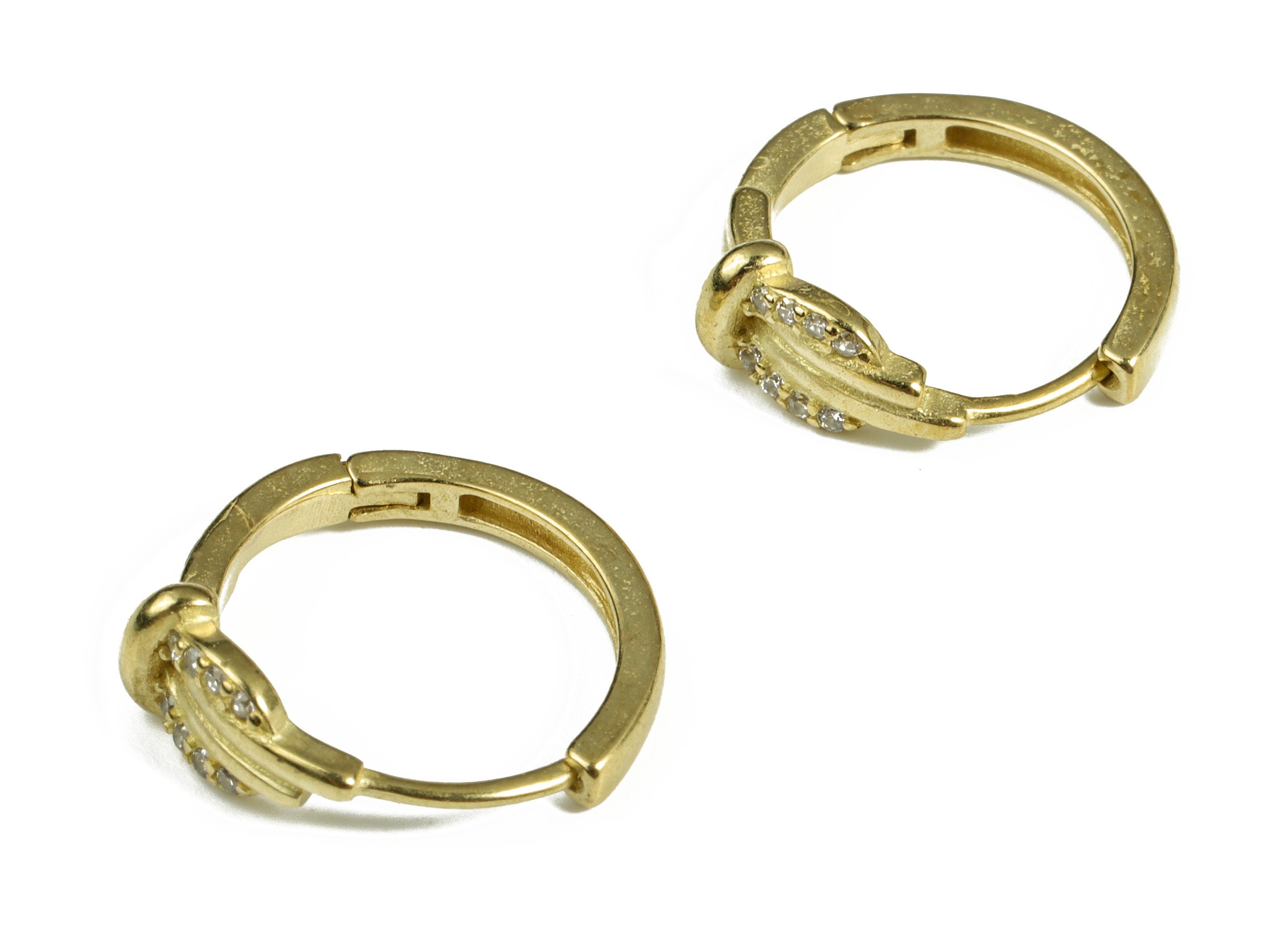 Brass Huggie Hoop Earring – Zircon Round Hoop Earring – Brass Tiny Hoops – Minimalist Hoops - Jewelry Supplies - 16.07×14.45×1.7mm - PP4117 - DOMEDBAZAAR