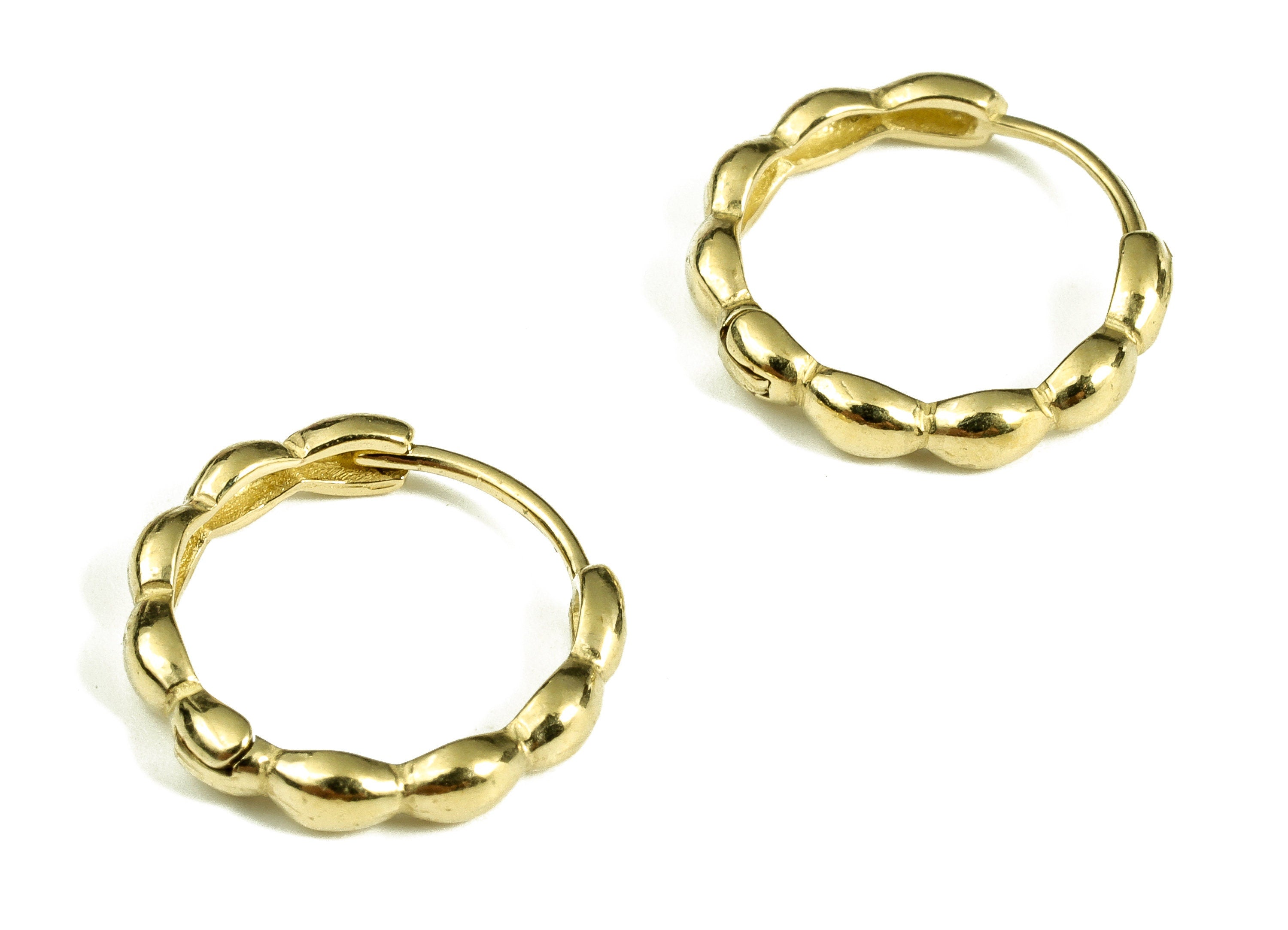 Brass Round Hoop - Brass Beaded Shape Hoop Earrings – Chunky Wide Shiny Round Hoop Earrings – Jewelry Supplies - 16.07×15.24×2.78mm - PP4126 - DOMEDBAZAAR