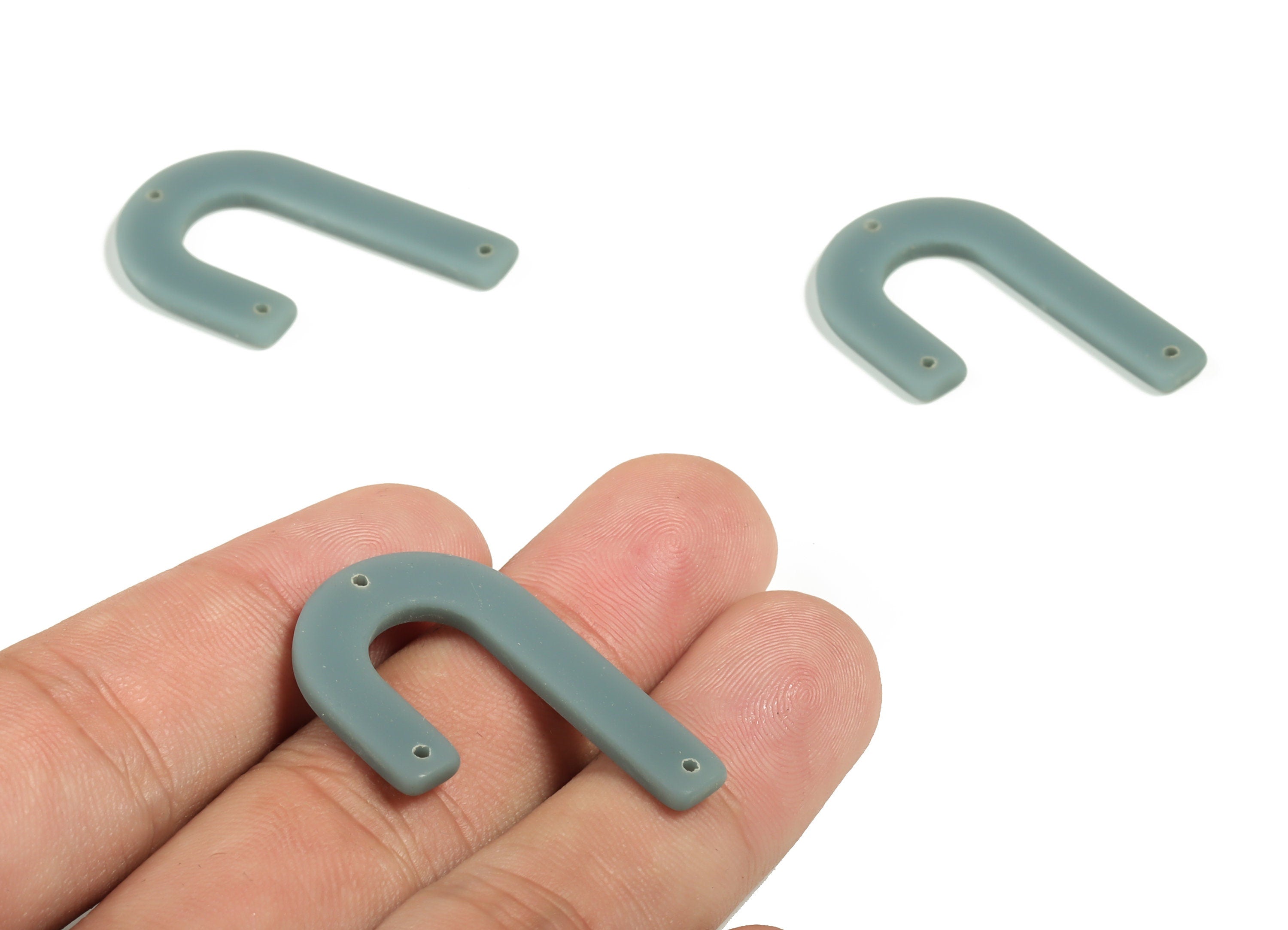 Acrylic Geometric Earring Connector - Matte U Acrylic Charms - Jewelry Supplies - 3 Holes - Color Code:A649 - 34.66x21.6x2.7mm - AC2267-A649 - DOMEDBAZAAR