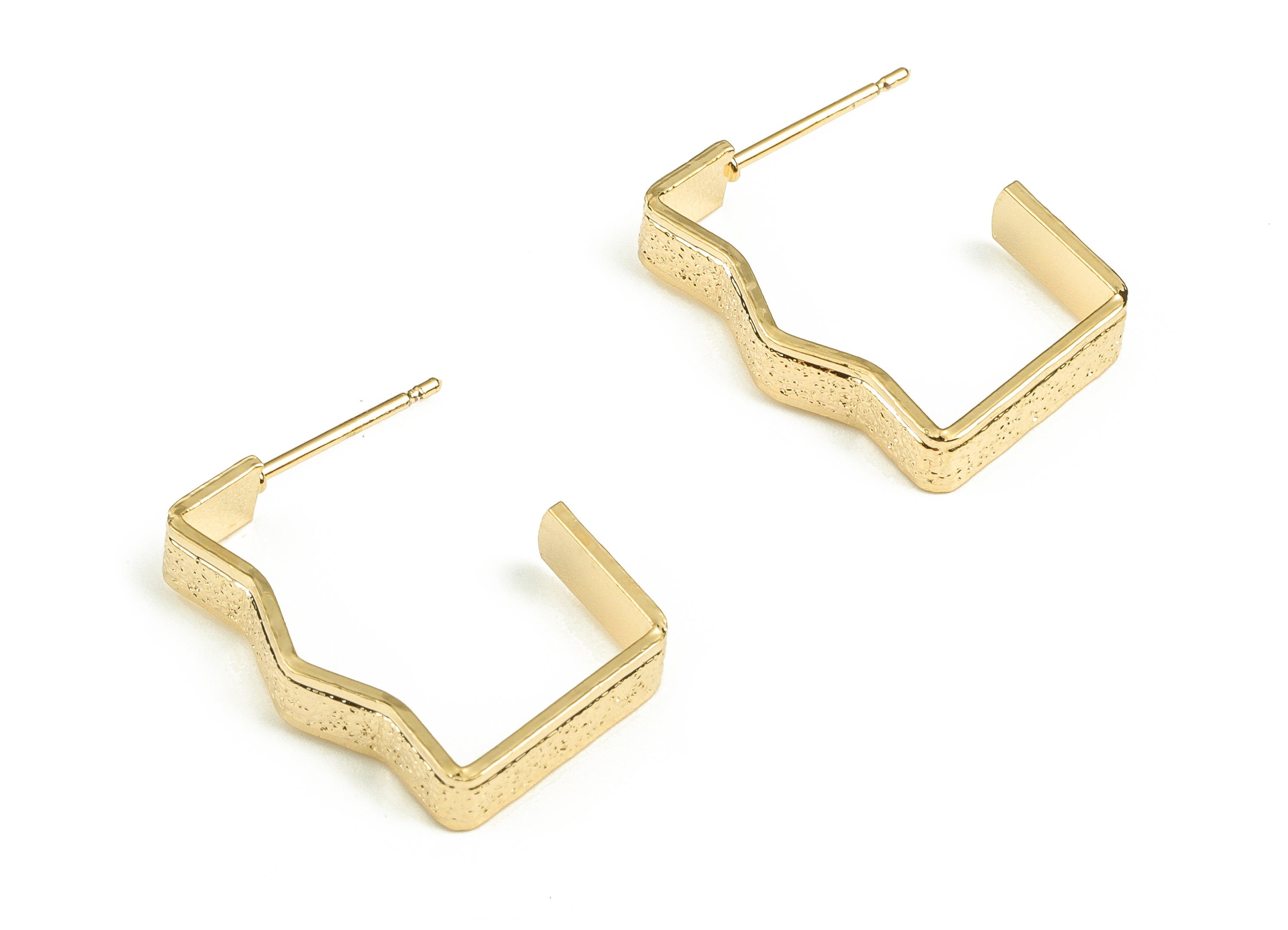 Brass Texture Bump Earring Post - Gold Bump Earring Stud - 18K Real Gold Plated Brass - Brass Stud - 21.13x15.4x1.22mm - RGP3800 - DOMEDBAZAAR
