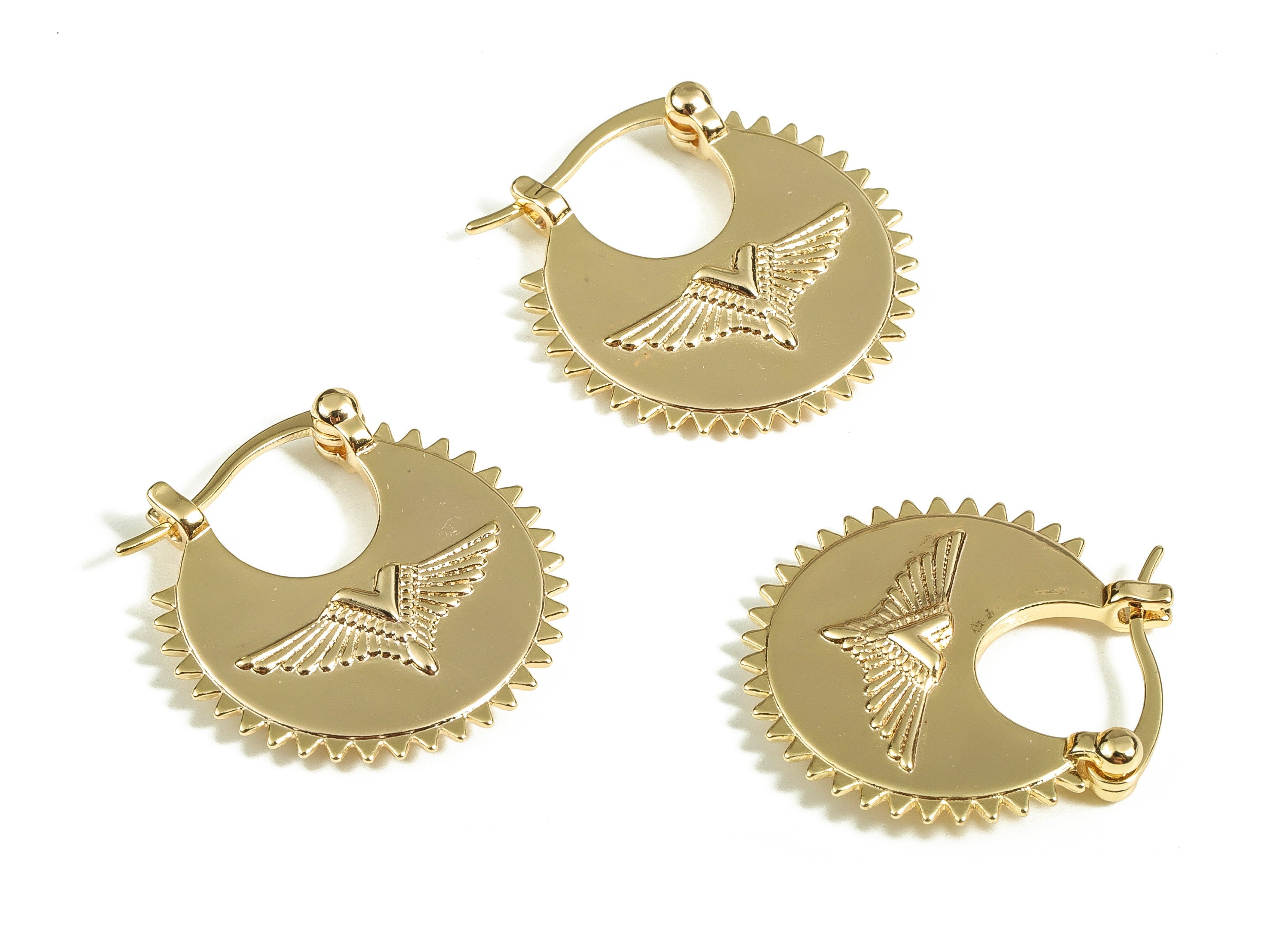Brass Round Earring Clasp - Gold Plain Symbol - 18K Real Gold Plated Brass Clasp - Jewelry Making Supplies - 23.33x22.54x3.54mm - RGP3811 - DOMEDBAZAAR