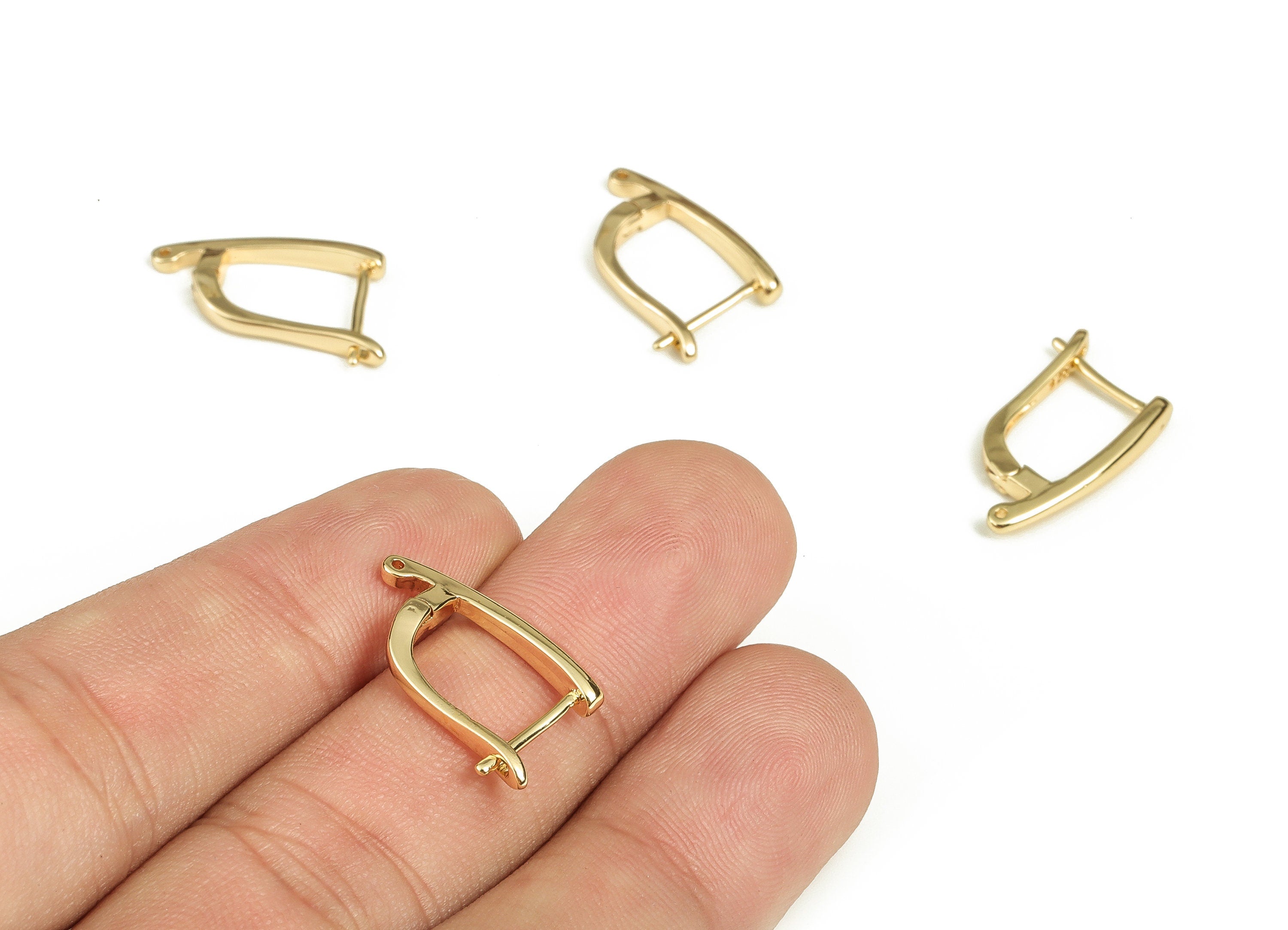 Brass Stud Earrings - Gold Plated Stud Earring with Loop - 18k Real Gold Plated Brass - Jewelry Making Supplies - 21.15x11.9x2.5mm - RGP3896 - DOMEDBAZAAR