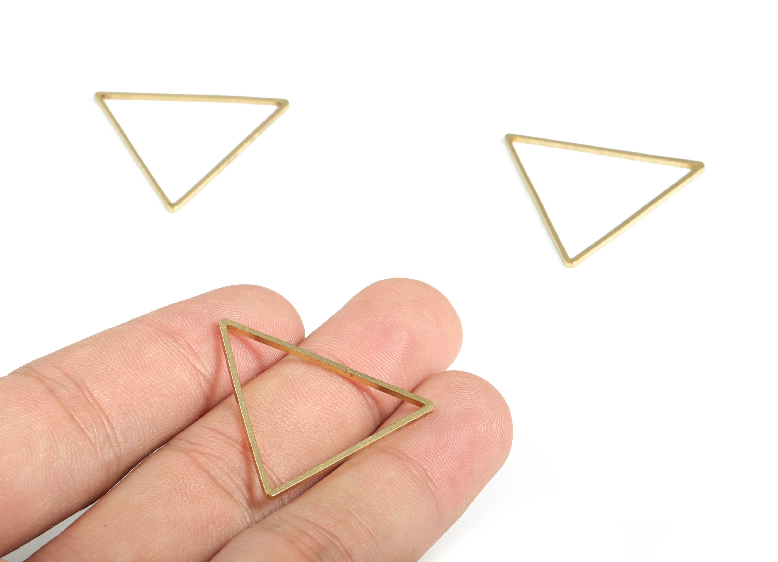 Brass Triangle Charms - Triangle Shaped Raw Brass Pendant - Earring Finding - Brass Triangle - Jewelry SuPPlies - 32.0x1.0x1.0mm - PP4144-32 - DOMEDBAZAAR