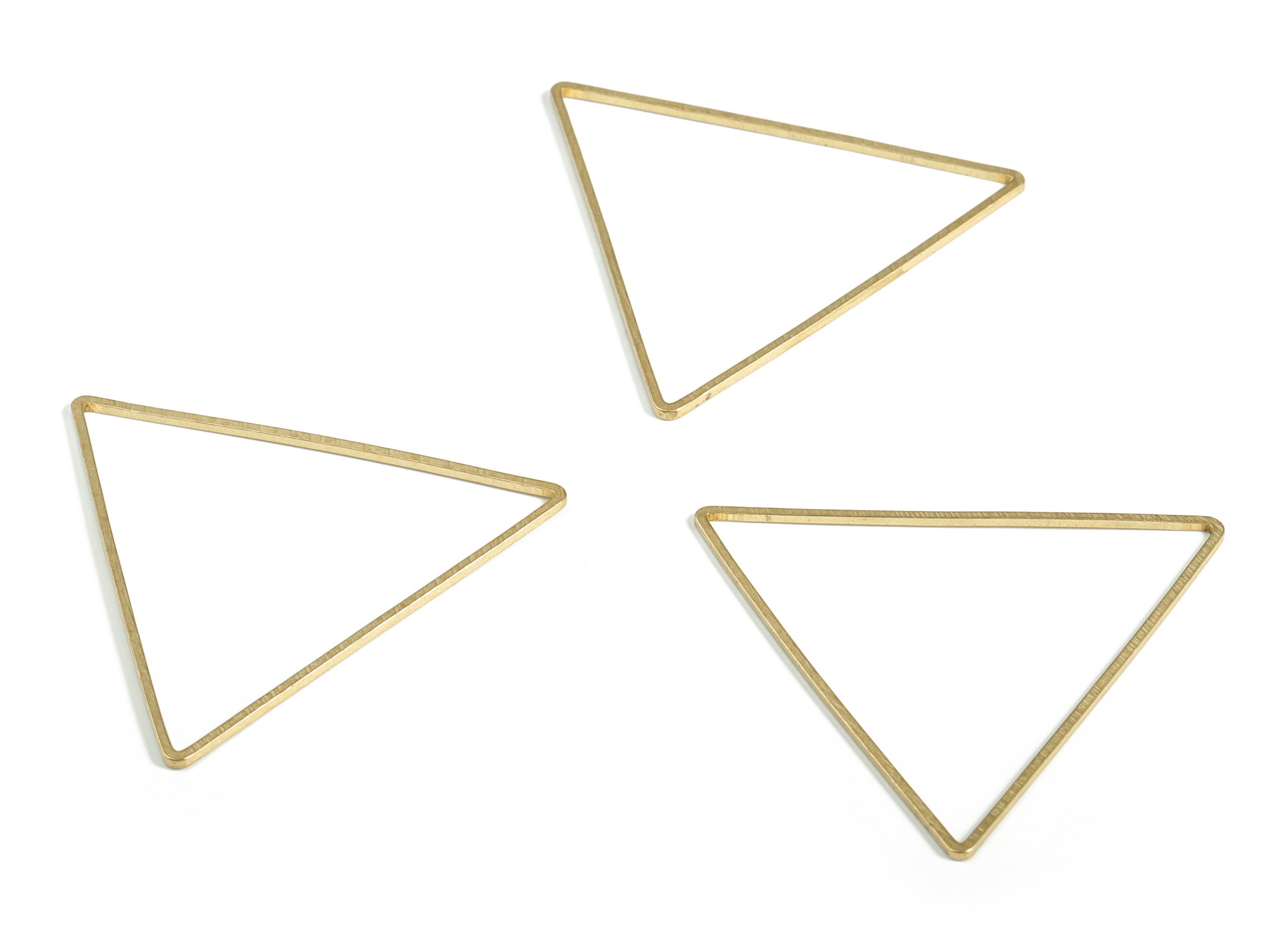 Brass Triangle Charms - Raw Brass Triangle Pendant - Earring Finding - Brass Link Connector - Jewelry Supplies - 38.0x1.0x1.0mm - PP4144-45 - DOMEDBAZAAR