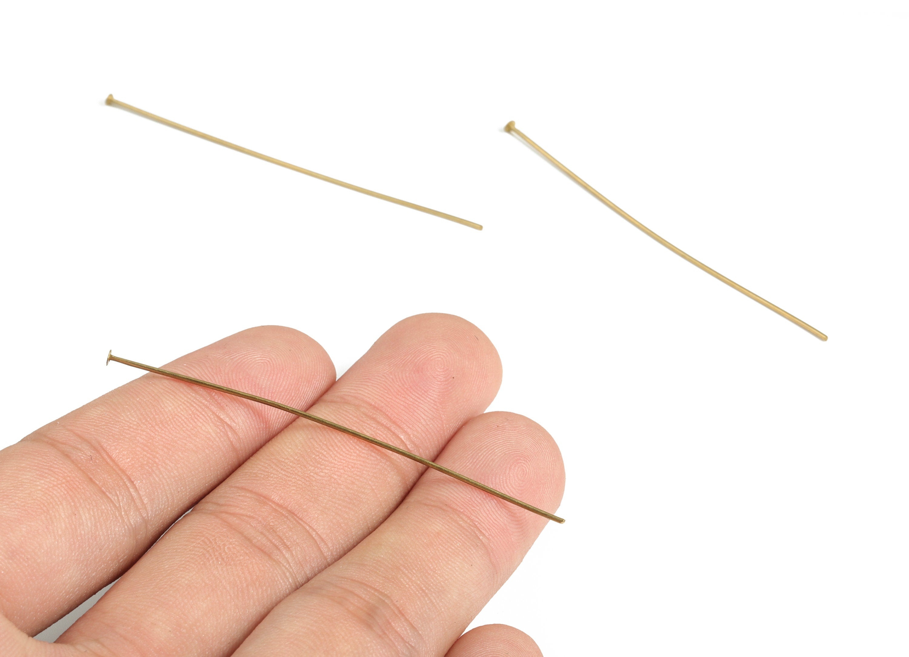 Brass Head Pin Findings - Brass T Pins for DIY Necklaces and Bracelets - Earrings Jewelry Making - Jewelry Supplies -60x0.68mm - PP4146-60 - DOMEDBAZAAR