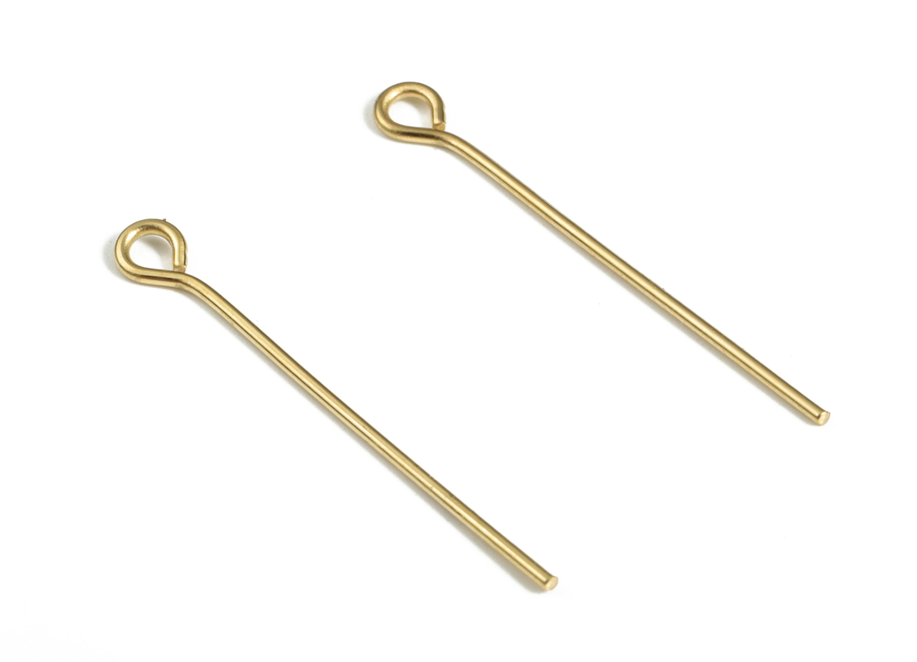 Brass Eye Pins – Shiny Brass Eye Pin – Solid Beading Eye Pins - Jewelry Findings - DIY Jewelry Making Supplies - 26x0.68mm- PP4147-26 - DOMEDBAZAAR