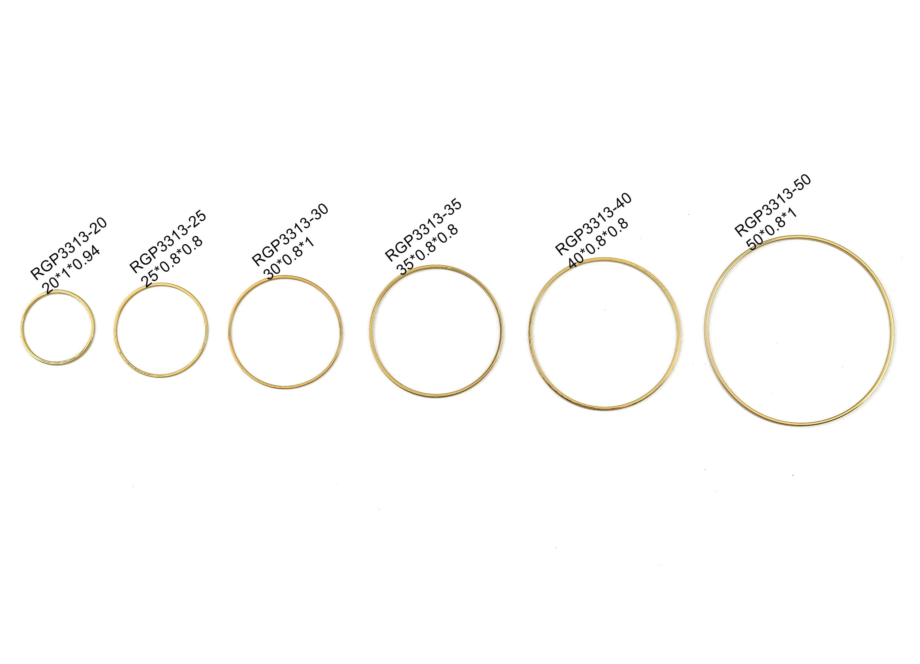 Brass Round Connector - Gold Round Links - Brass Circle Connector - 18K Real Gold Plated Brass - Jewelry Supplies - 25x0.8x0.8mm -RGP3313-25 - DOMEDBAZAAR