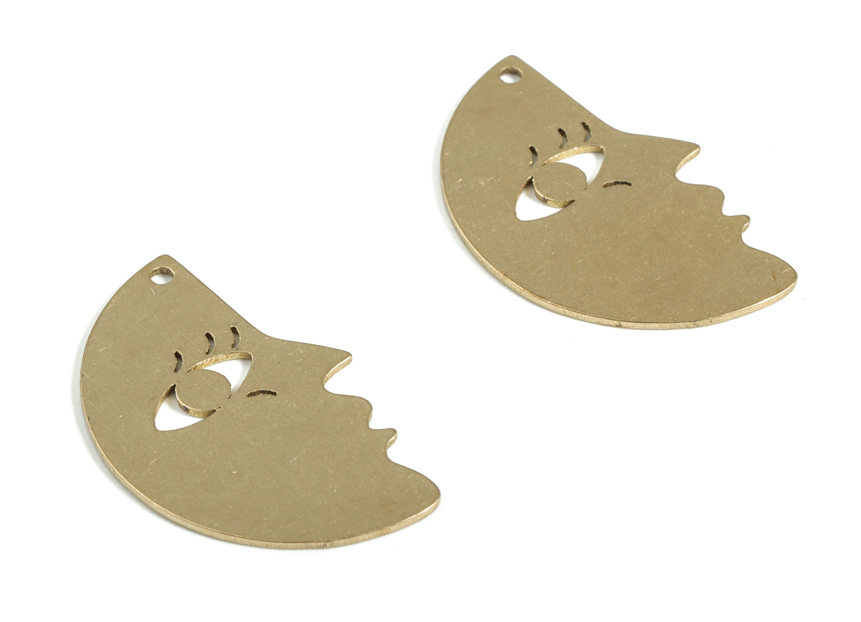 Personalized stamping blank - Brass Face Charms - Raw Brass Face Earring Charms – Face Pendant Charm - 21.83x14.06x0.57mm - PP4151 - DOMEDBAZAAR