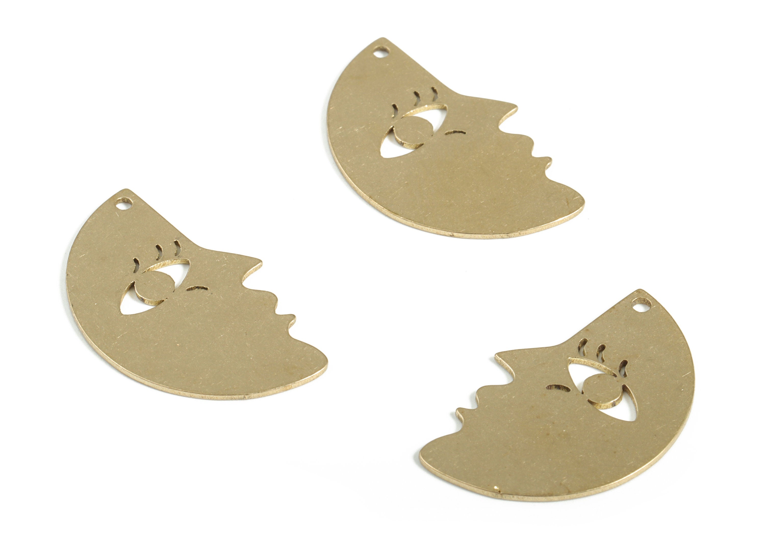 Personalized stamping blank - Brass Face Charms - Raw Brass Face Earring Charms – Face Pendant Charm - 21.83x14.06x0.57mm - PP4151 - DOMEDBAZAAR
