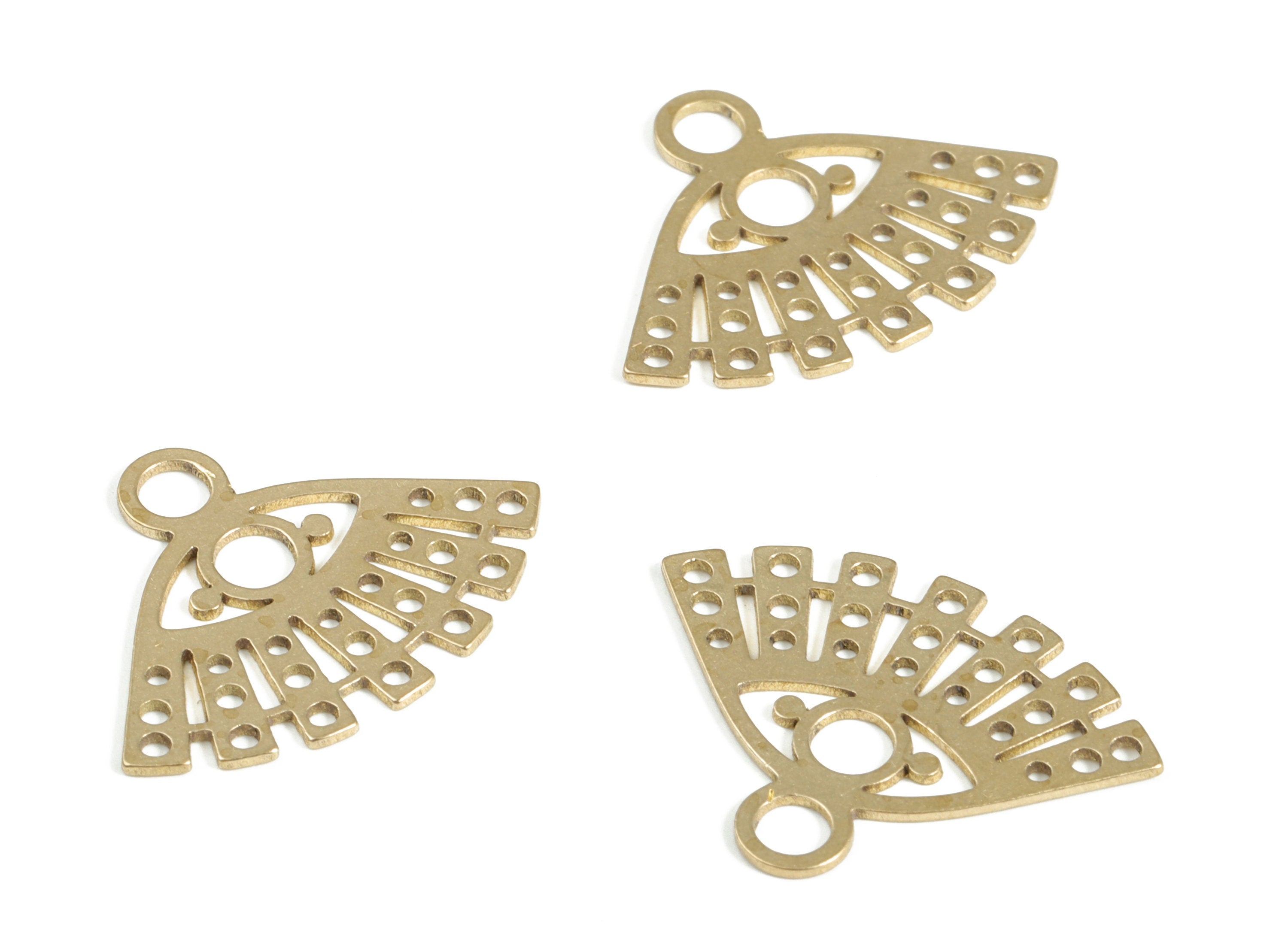 Brass Eye Fan Earring Charms – Raw Brass Fan Pendant Charm – Earring Findings – DIY Jewelry Making Supplies -22.9x17.43xo.61mm - PP4167 - DOMEDBAZAAR