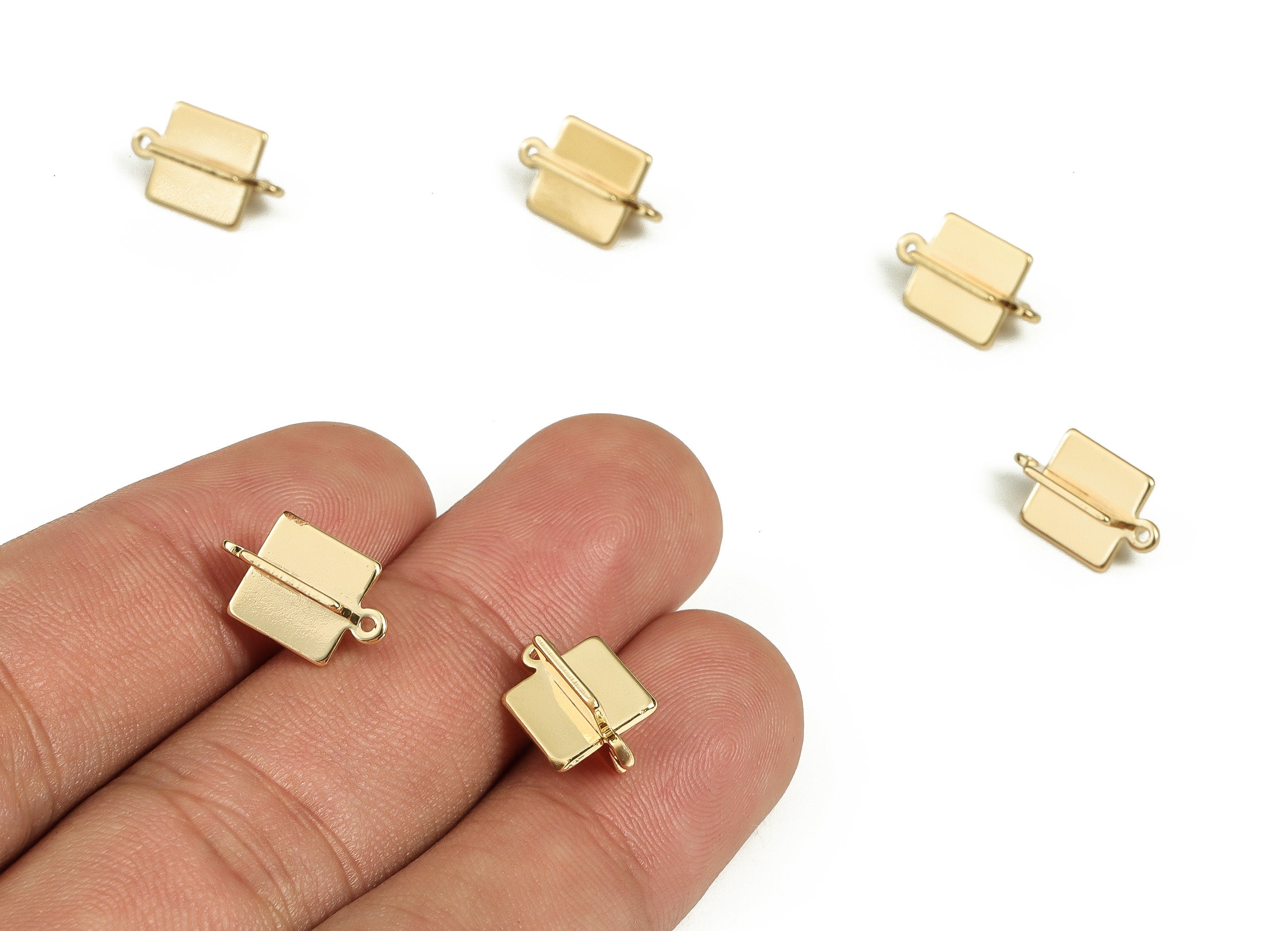 Brass Rhombic Earring Connector - Gold Rhombic Pendant - 18K Real Gold Plated Brass - Jewelry Making Supplies - 13.61x8.35x0.84mm - RGP3931 - DOMEDBAZAAR