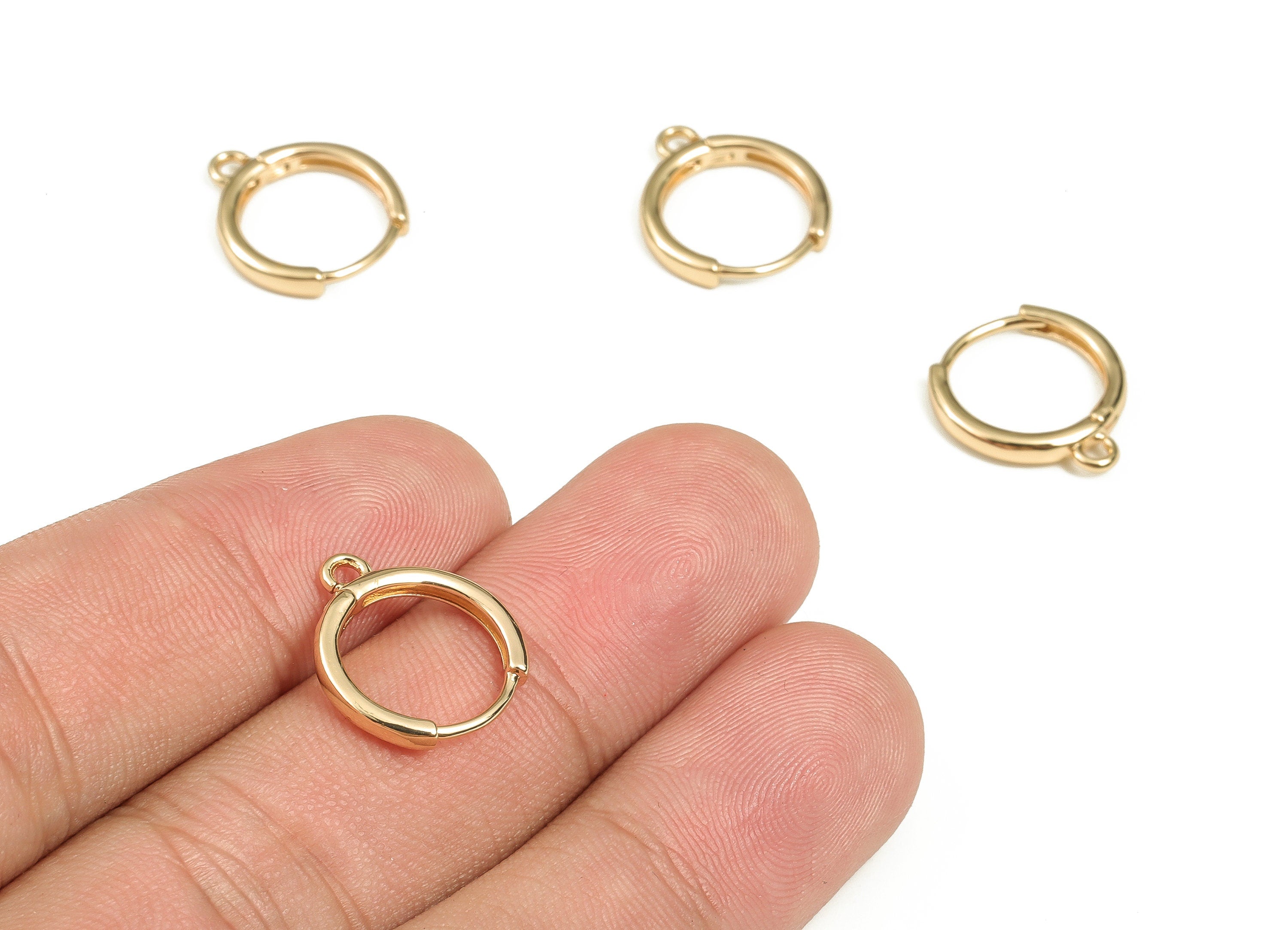 Brass Earring Round Huggie - Gold Earring Hoop Huggie – 18K Real Gold Plated Brass - Jewelry Making Supplies - 15.99x14.07x2.37mm - RGP3696 - DOMEDBAZAAR