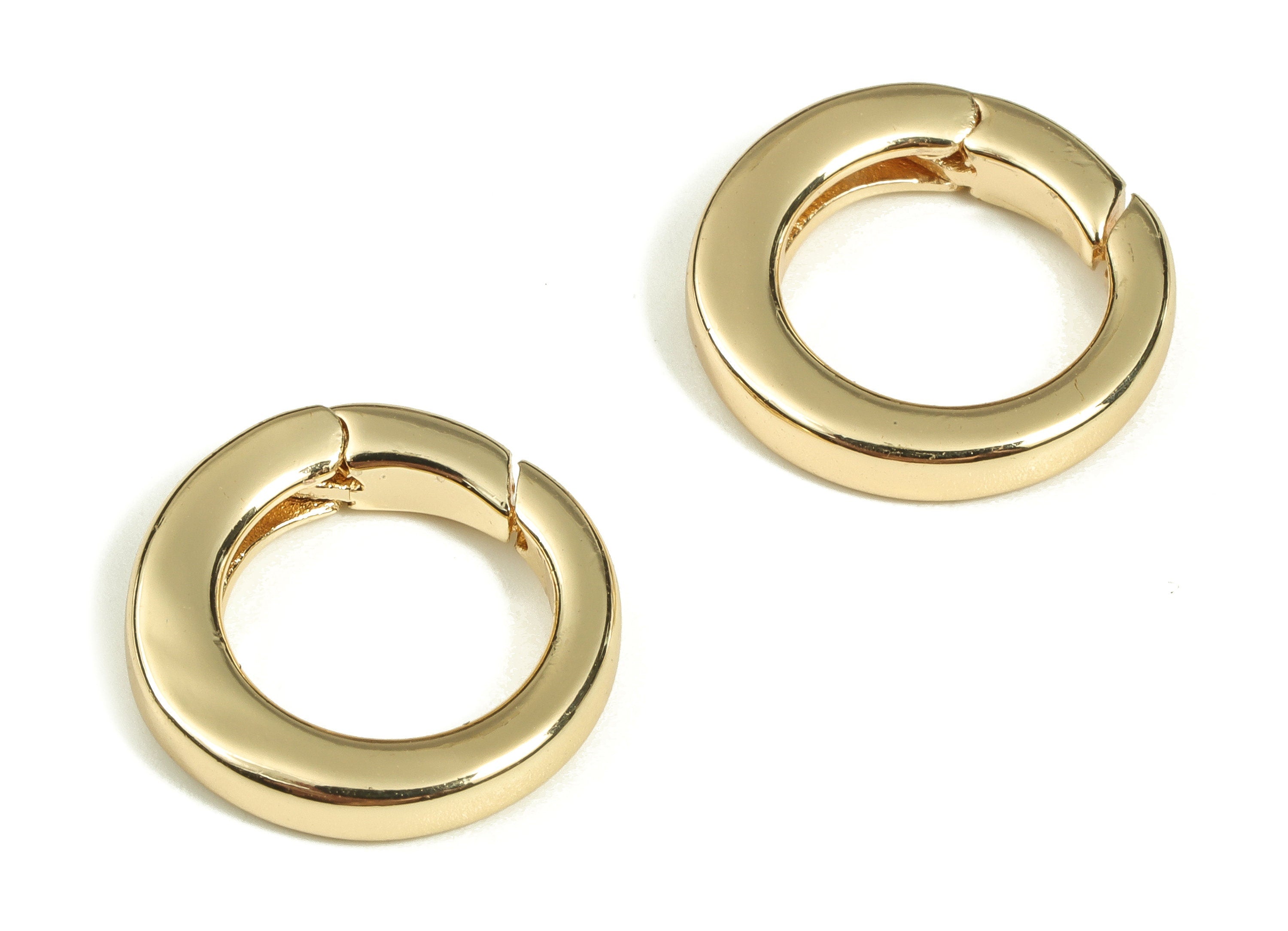 Brass Round Earring Connector - Gold Circle Parrot Clasps - 18K Real Gold Plated Brass Clasp - Jewelry Supplies -15.26x14.99x2.88mm- RGP3567 - DOMEDBAZAAR