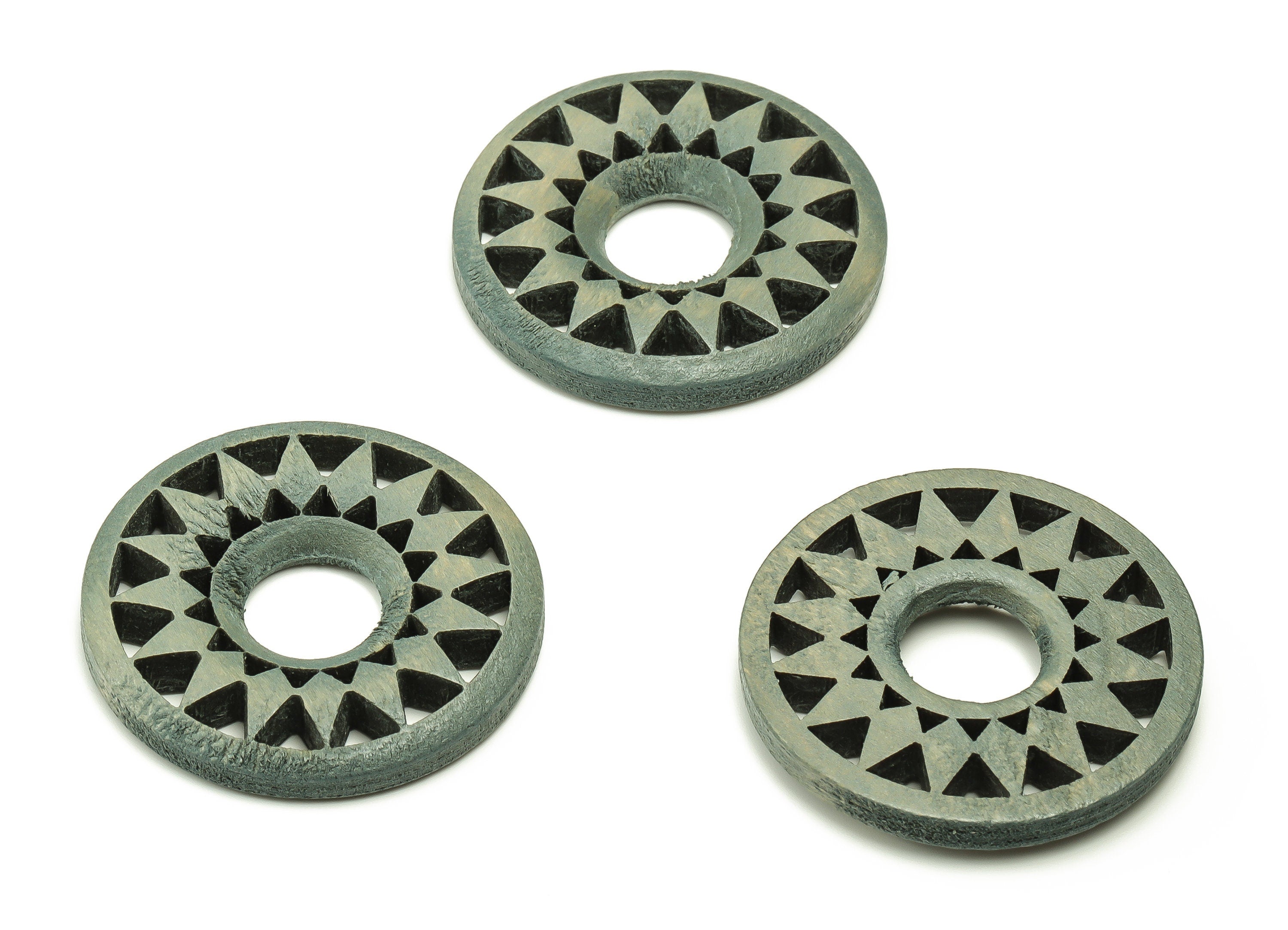 Round Natural Wooden Charms - Circle Hollow Out Natural Wood - Natural Wood In Gray Color - Jewelry Making Supplies - 35.3x35.3x5mm - BB1098 - DOMEDBAZAAR