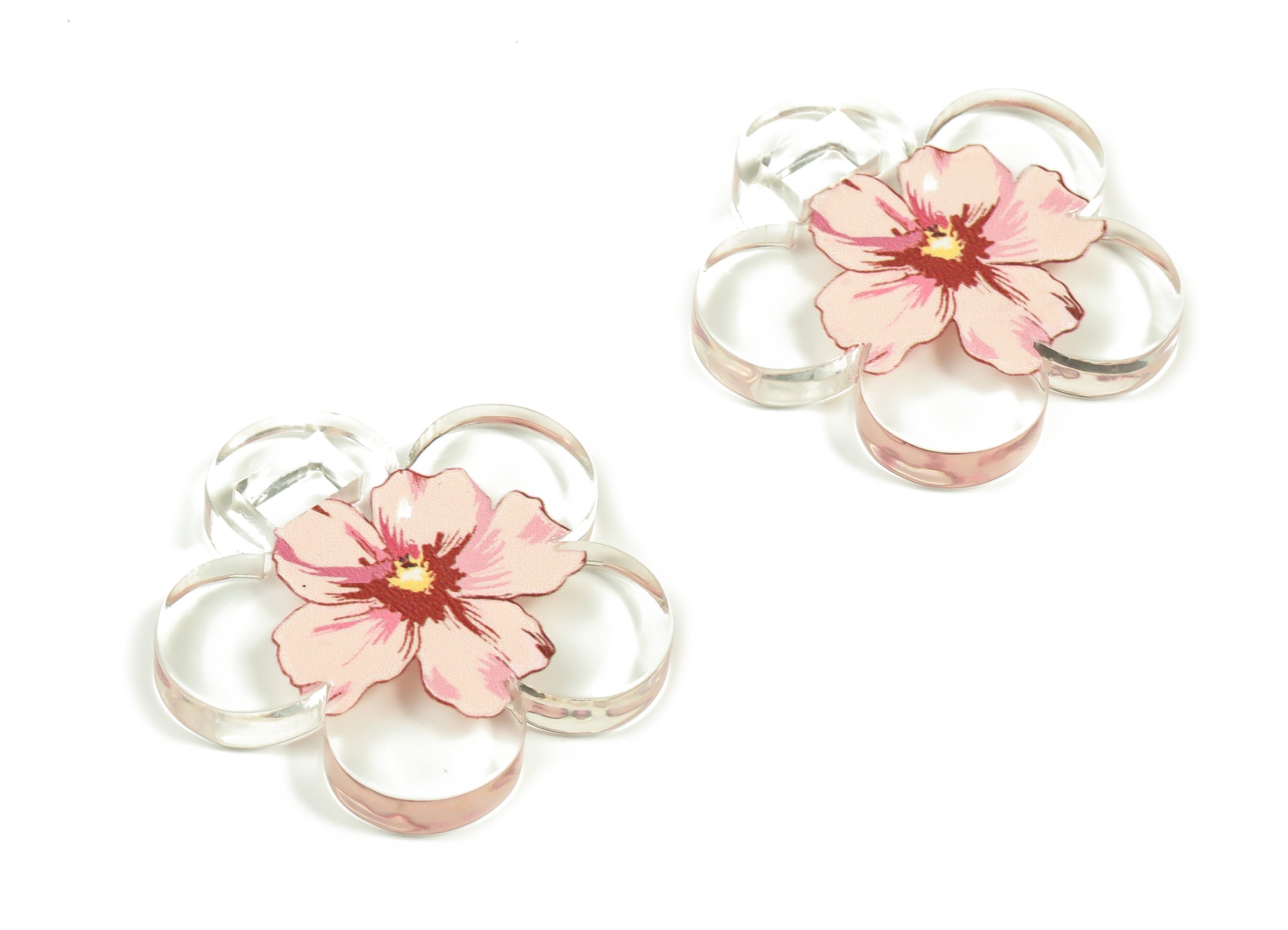 Acrylic Flower Earring Charms - Acrylic Flower Pendant - Earring Findings - Jewelry Making Supplies - 29.63x29.08x3.99mm - AC2301 - DOMEDBAZAAR