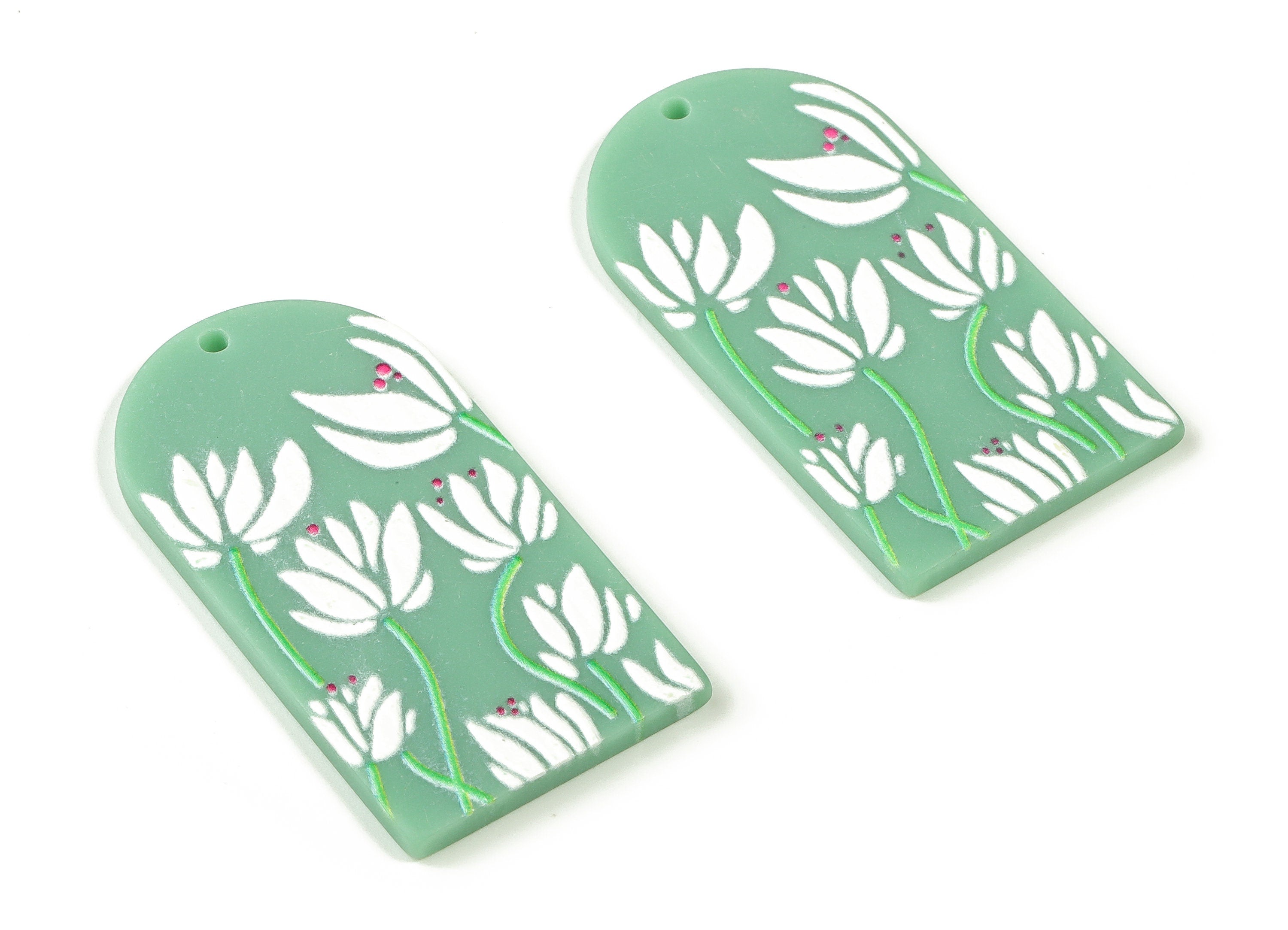 Acrylic D Flower Earring Charms - Acrylic Long Flower Earrings - Earring Findings - Jewelry Supplies - 39.68x21.06x2.11mm - AC2312 - DOMEDBAZAAR