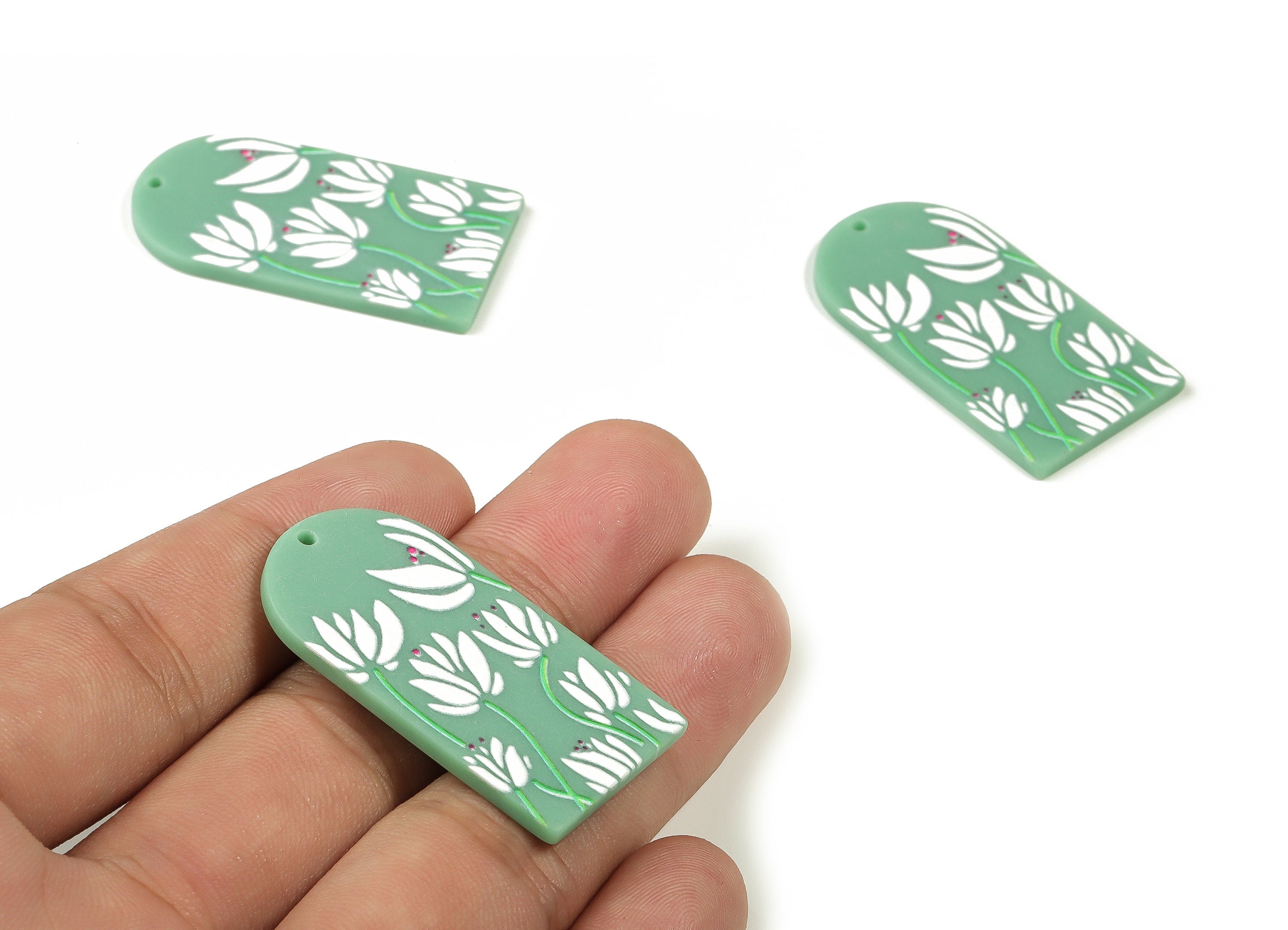 Acrylic D Flower Earring Charms - Acrylic Long Flower Earrings - Earring Findings - Jewelry Supplies - 39.68x21.06x2.11mm - AC2312 - DOMEDBAZAAR