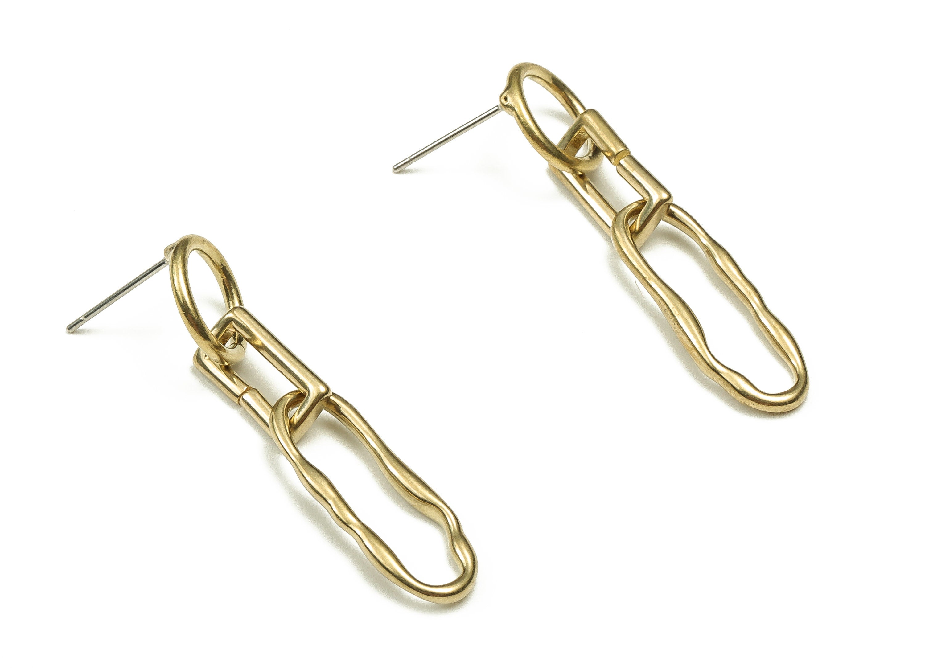 Brass Link Chain Earring Stud - Raw Brass Oval Earring Post - Brass Stud - Earring Post - Jewelry Supplies - 41.4x11.01x2.29mm - PP4463 - DOMEDBAZAAR