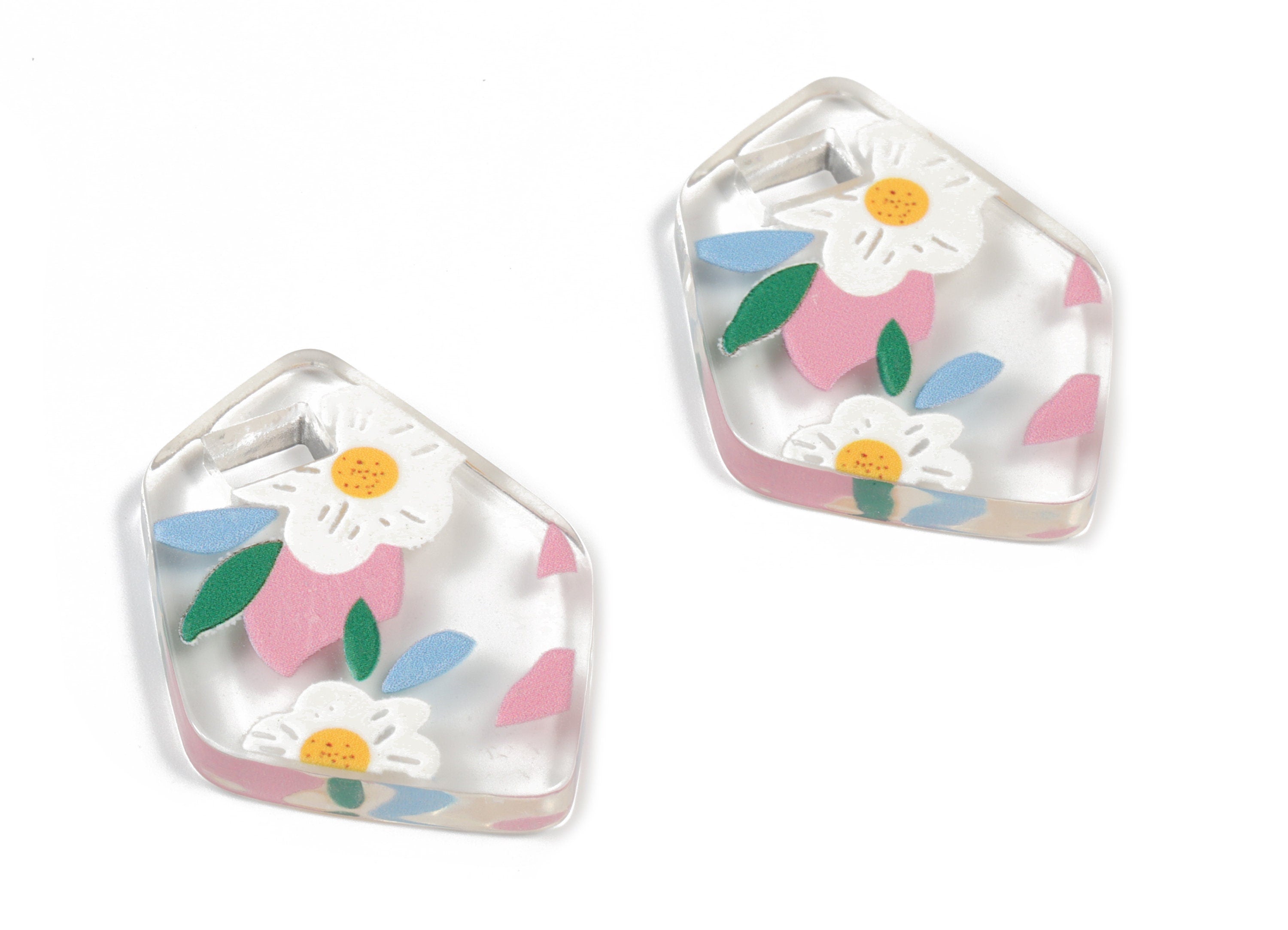 Acrylic Geometric Transparent Earring Charms – Acrylic Pentagon Flower Earrings Pendant – Jewelry Earring Findings - 26.41x3.94mm - AC2302 - DOMEDBAZAAR