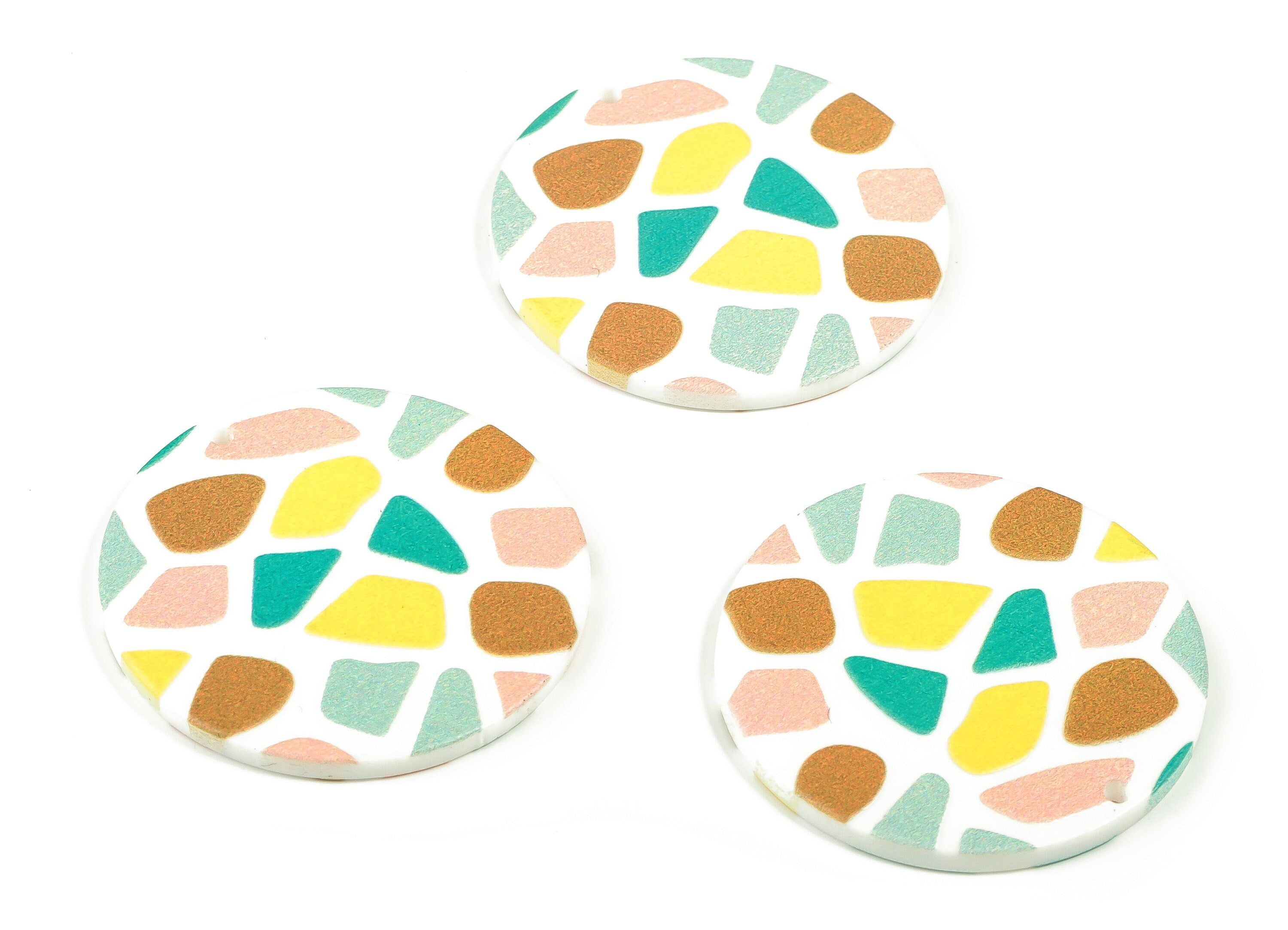 Acrylic Round Earring Charms - Acrylic Circle Pendant - Earring Findings - Jewelry Making Supplies - 36.9x36.81x2.33mm - AC2308 - DOMEDBAZAAR