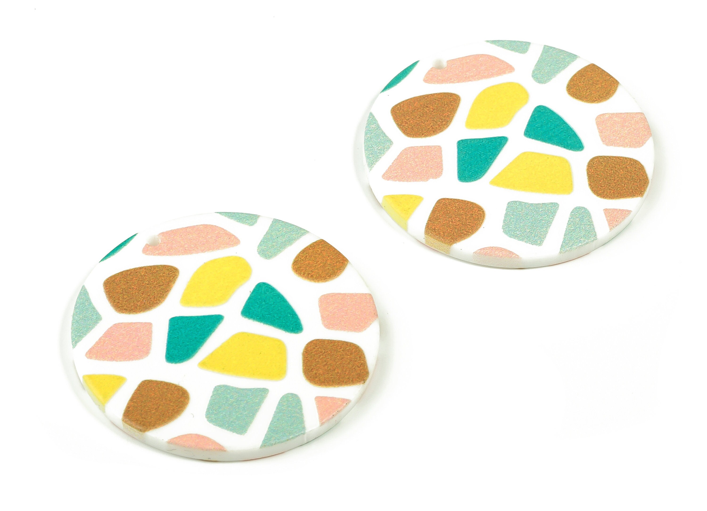 Acrylic Round Earring Charms - Acrylic Circle Pendant - Earring Findings - Jewelry Making Supplies - 36.9x36.81x2.33mm - AC2308 - DOMEDBAZAAR