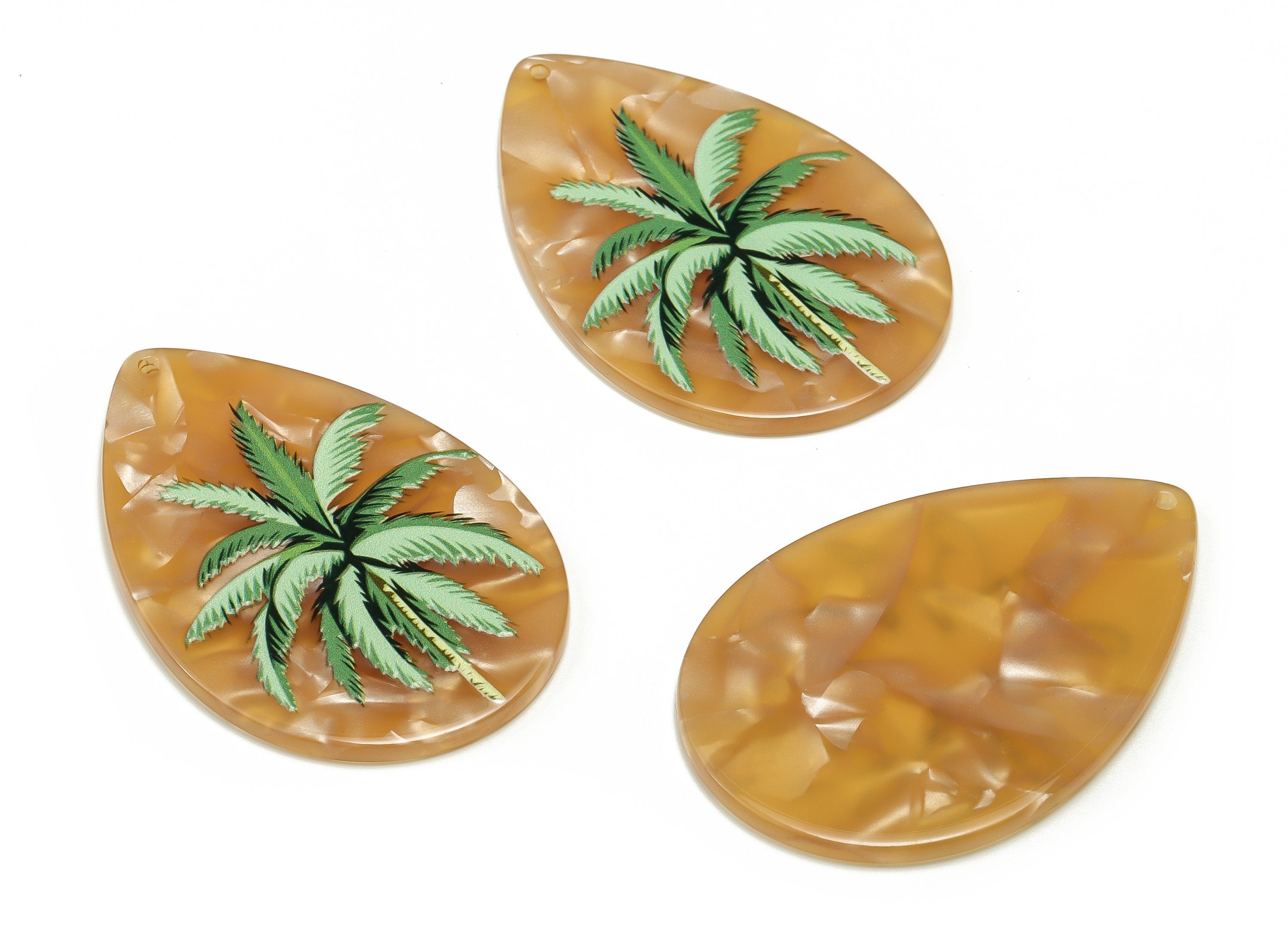 Acrylic Drop Earring Charms - Acrylic Drop Palm Tree Pendant - Earring Findings Jewelry Supplies - 39.76x35.09x2.23mm - AC2311 - DOMEDBAZAAR