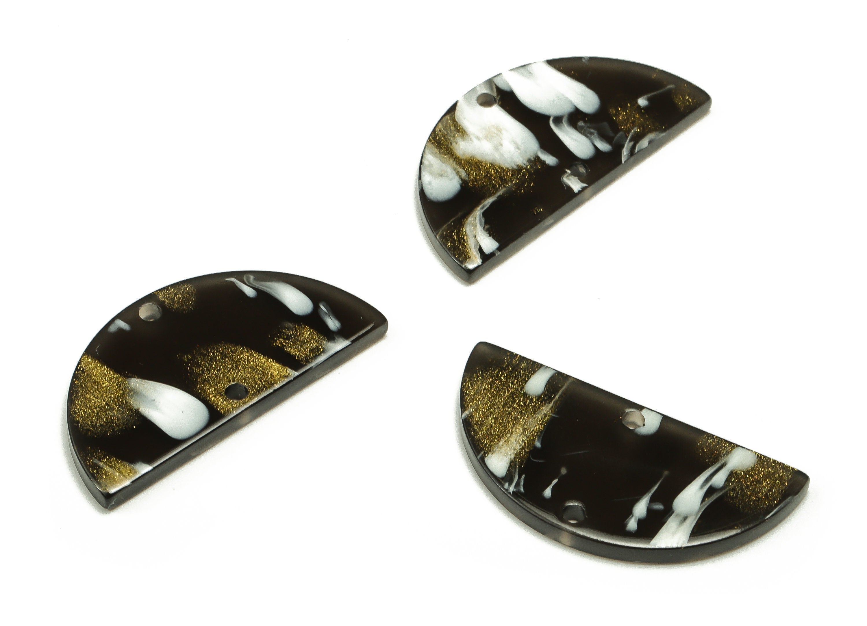 Acrylic Semicircle Earring Connectors - Acrylic Half Moon Charms - 2 Holes - Jewelry Supplies - Color Code:A693 - 33x17x2.5mm - AC1218-A693 - DOMEDBAZAAR