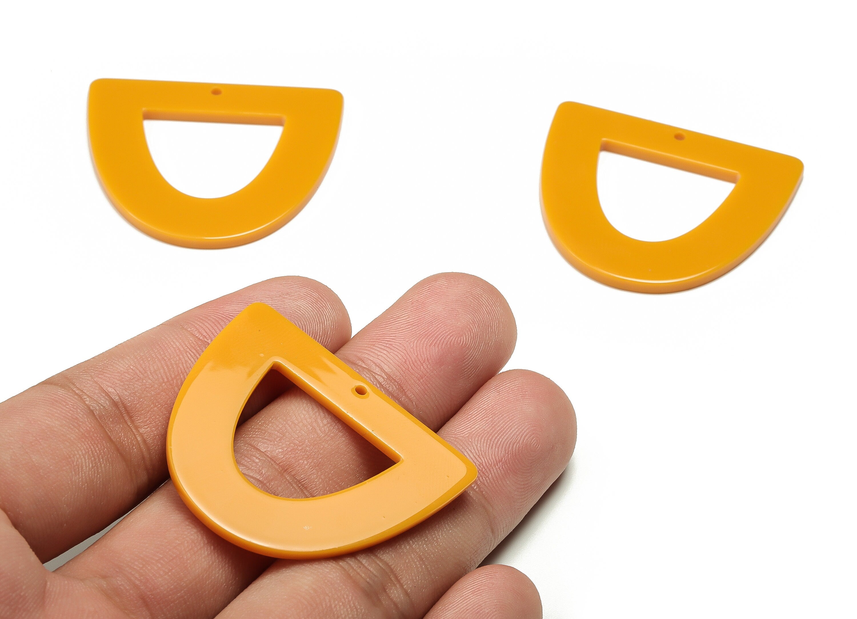 Acrylic D Earring Charms - Half Ellipse Pendant - Earring Findings - Jewelry Supplies - Color Code: A677 - 39.18x34.32x2.19mm - AC2327-A677 - DOMEDBAZAAR