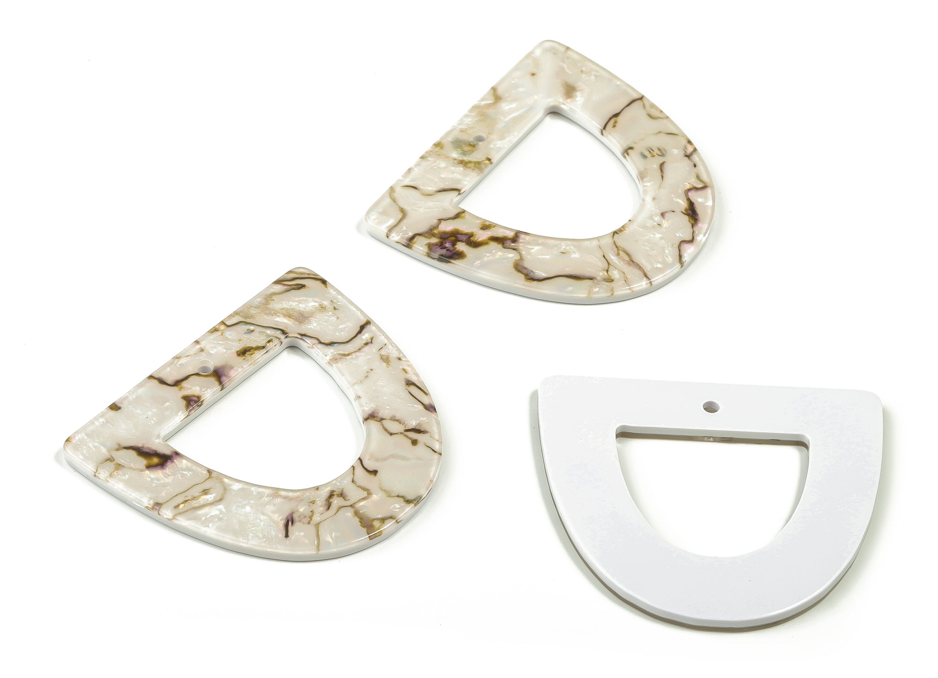 Acrylic D Earring Charms - Half EllipsePendant - Earring Findings - Jewelry Supplies - Color Code: A689 - 39.55x34.55x2.50mm - AC2325-A689 - DOMEDBAZAAR