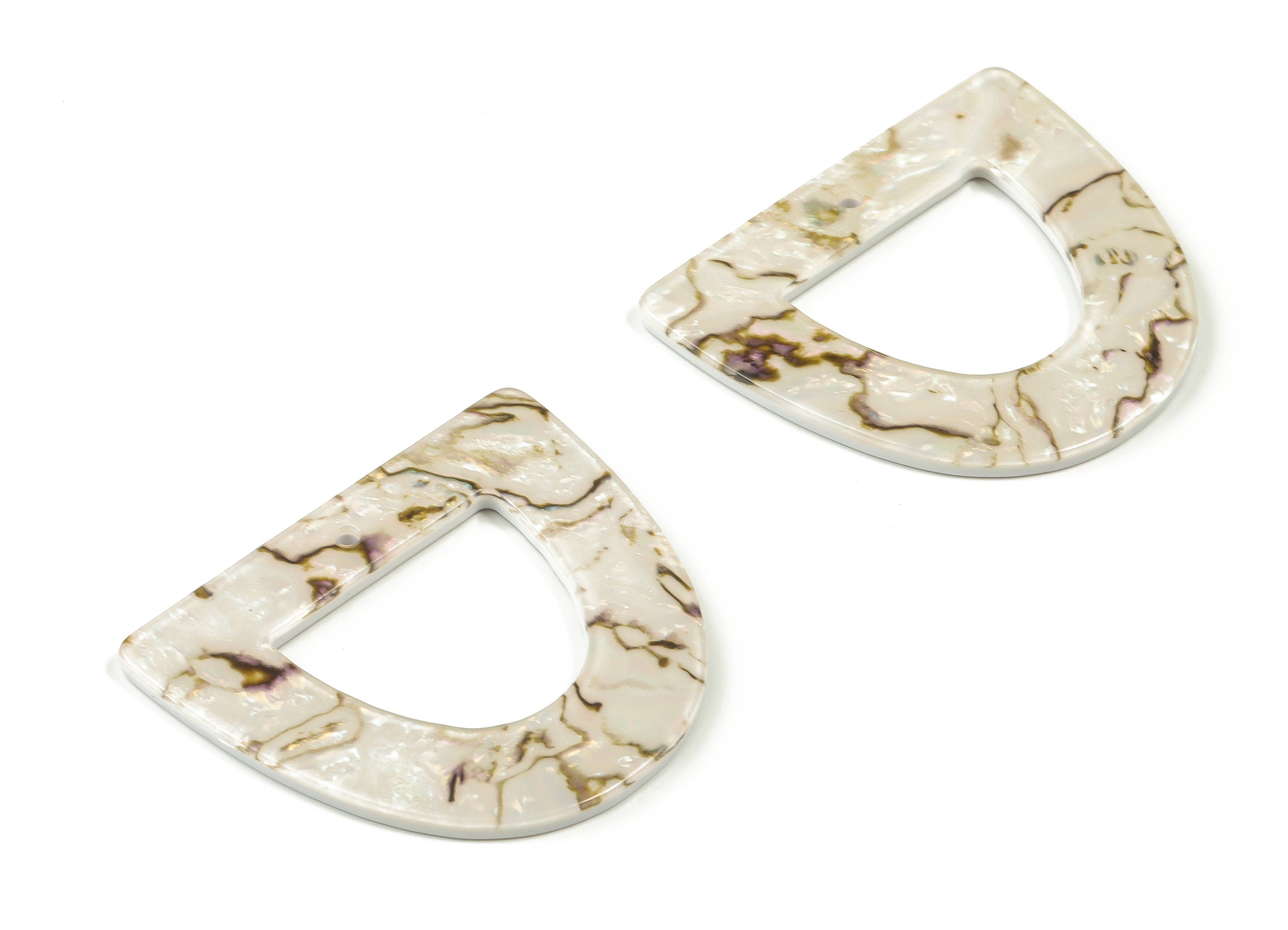 Acrylic D Earring Charms - Half EllipsePendant - Earring Findings - Jewelry Supplies - Color Code: A689 - 39.55x34.55x2.50mm - AC2325-A689 - DOMEDBAZAAR