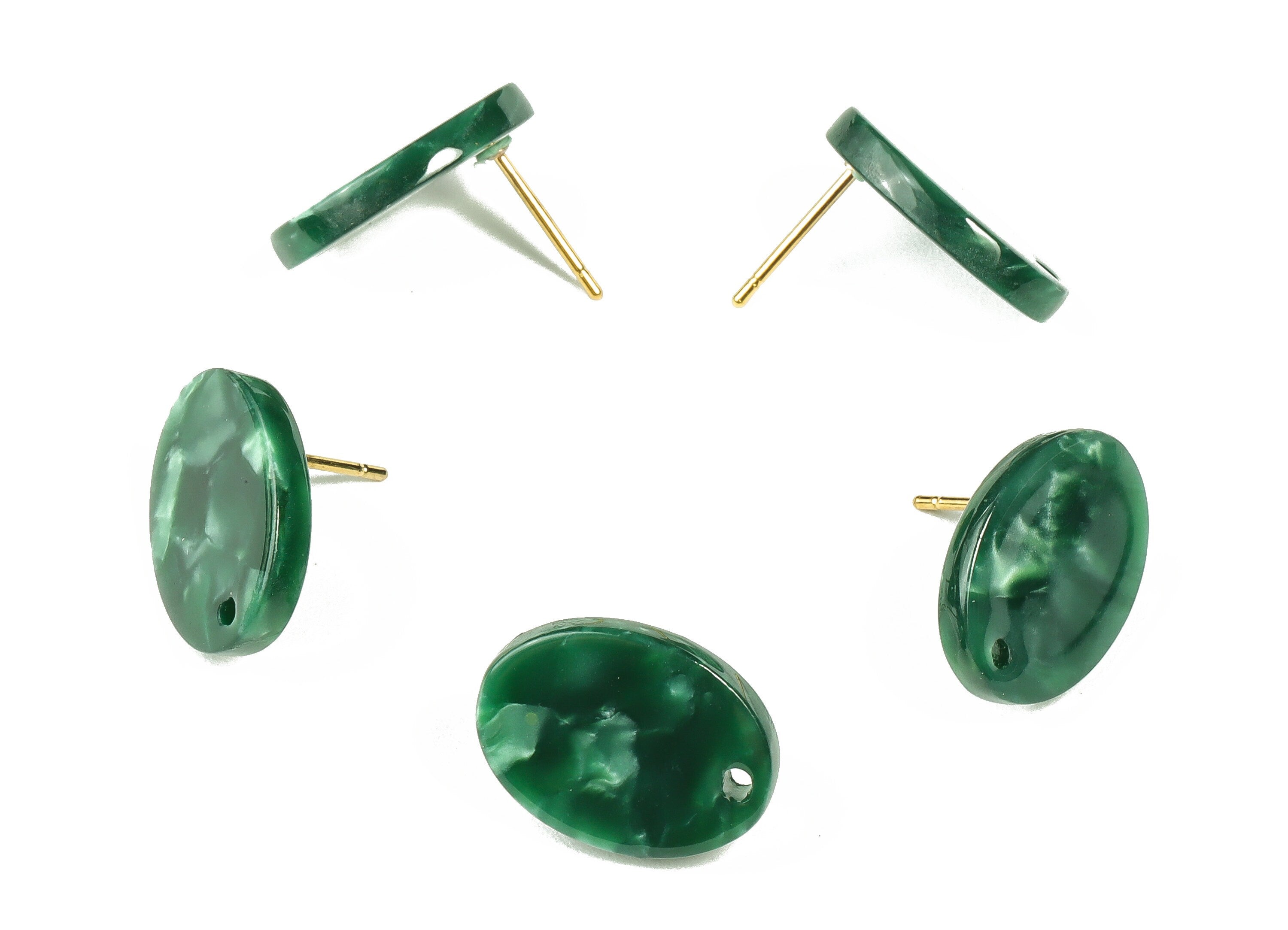 Acrylic Oval Earring Post - Acrylic Oval Stud - Gold Tone Plated Stud - Jewelry Supplies - Color Code: A404 - 16.2x12.2x2.6mm - AC2294-A404G - DOMEDBAZAAR