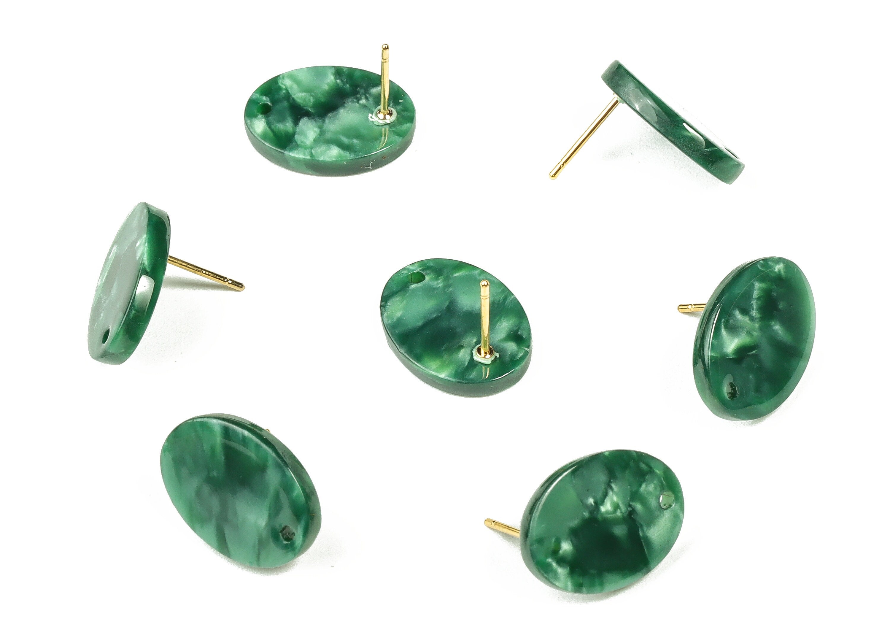 Acrylic Oval Earring Post - Acrylic Oval Stud - Gold Tone Plated Stud - Jewelry Supplies - Color Code: A404 - 16.2x12.2x2.6mm - AC2294-A404G - DOMEDBAZAAR