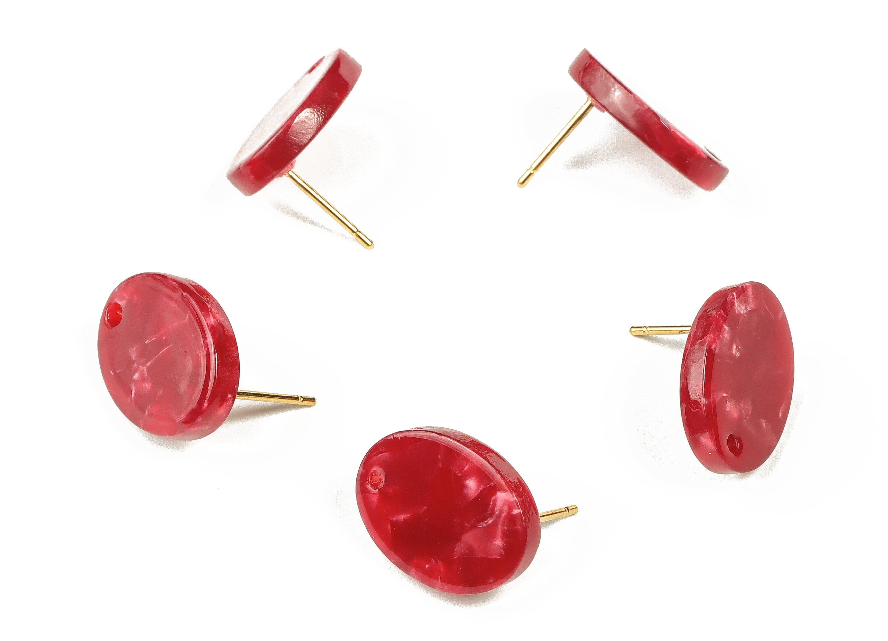 Acrylic Oval Earring Post - Acrylic Oval Stud - Gold Tone Plated Stud - Jewelry Supplies - Color Code: A47 - 16.2x12.2x2.6mm - AC2294-A47G - DOMEDBAZAAR