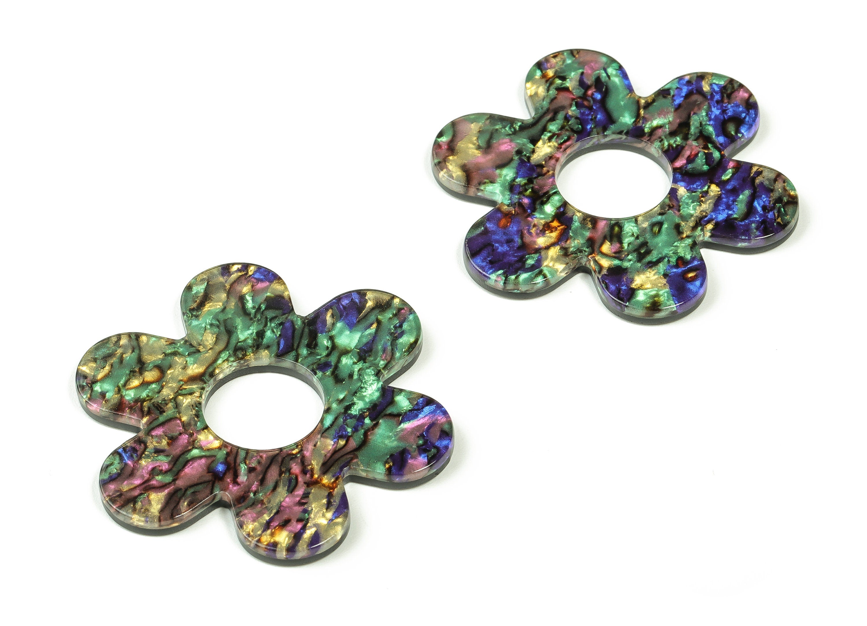 Acrylic Flower Earring Charms - Acrylic Flower Pendant - Jewelry Making Supplies - Color Code:A652 - 42.12x42.08x2.57mm - AC2290-A652 - DOMEDBAZAAR