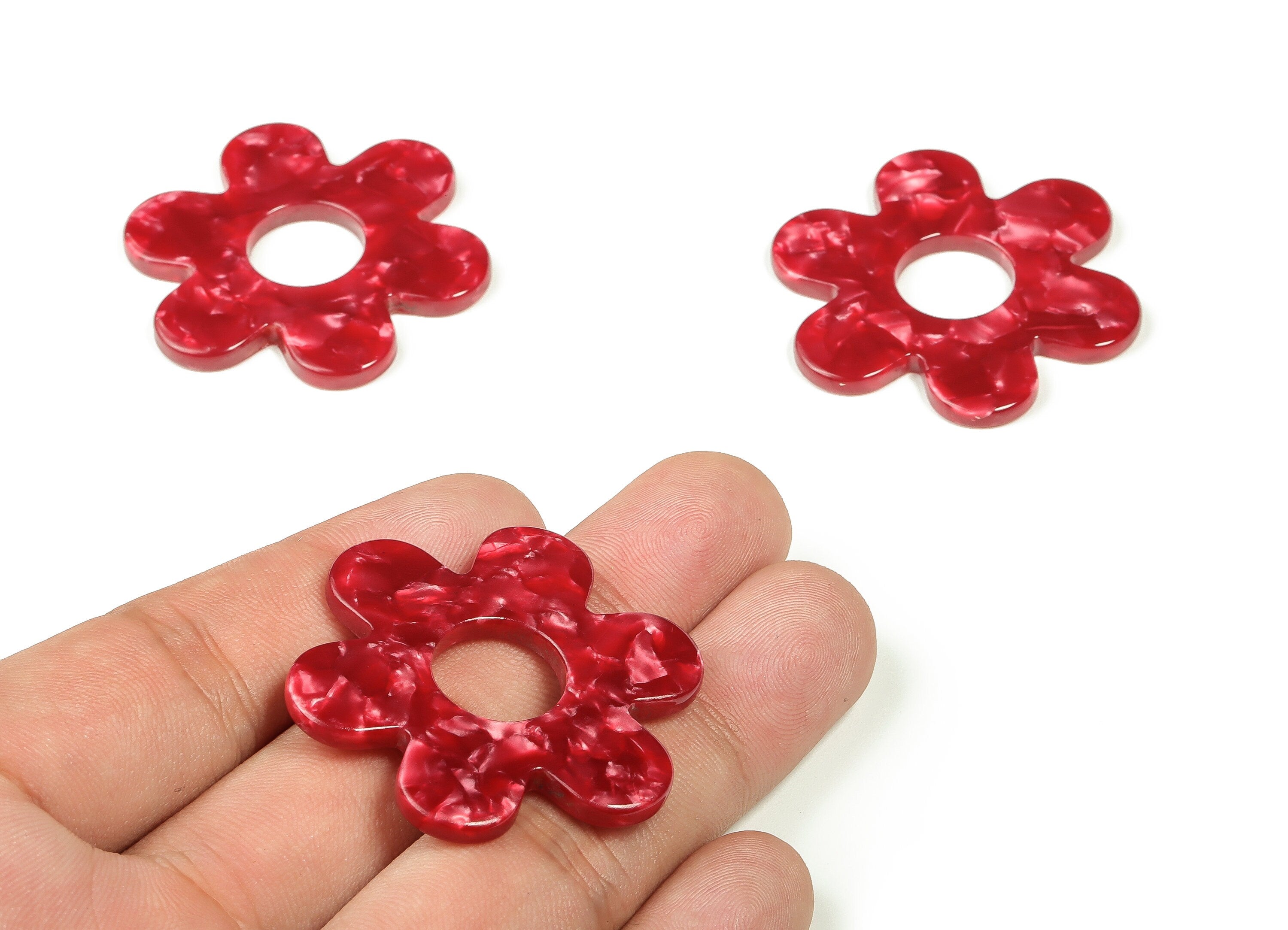 Acrylic Flower Earring Charms - Acrylic Flower Pendant - Jewelry Making Supplies - Color Code:A47 - 42.12x42.08x2.57mm - AC2290-A47 - DOMEDBAZAAR